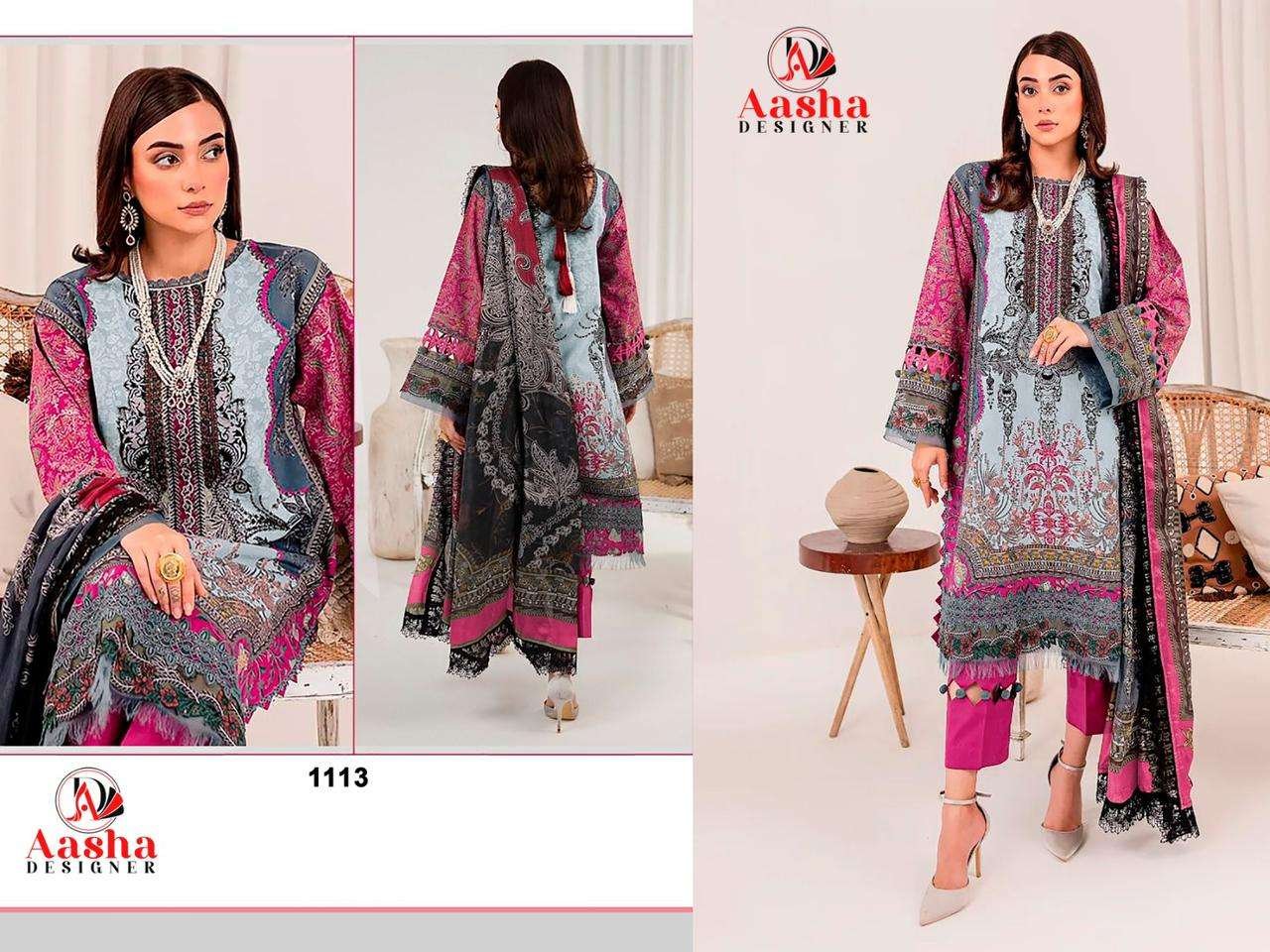 1113 COLOURS BY AASHA DESIGNER FANCY COTTON PAKISTANI DRESSES