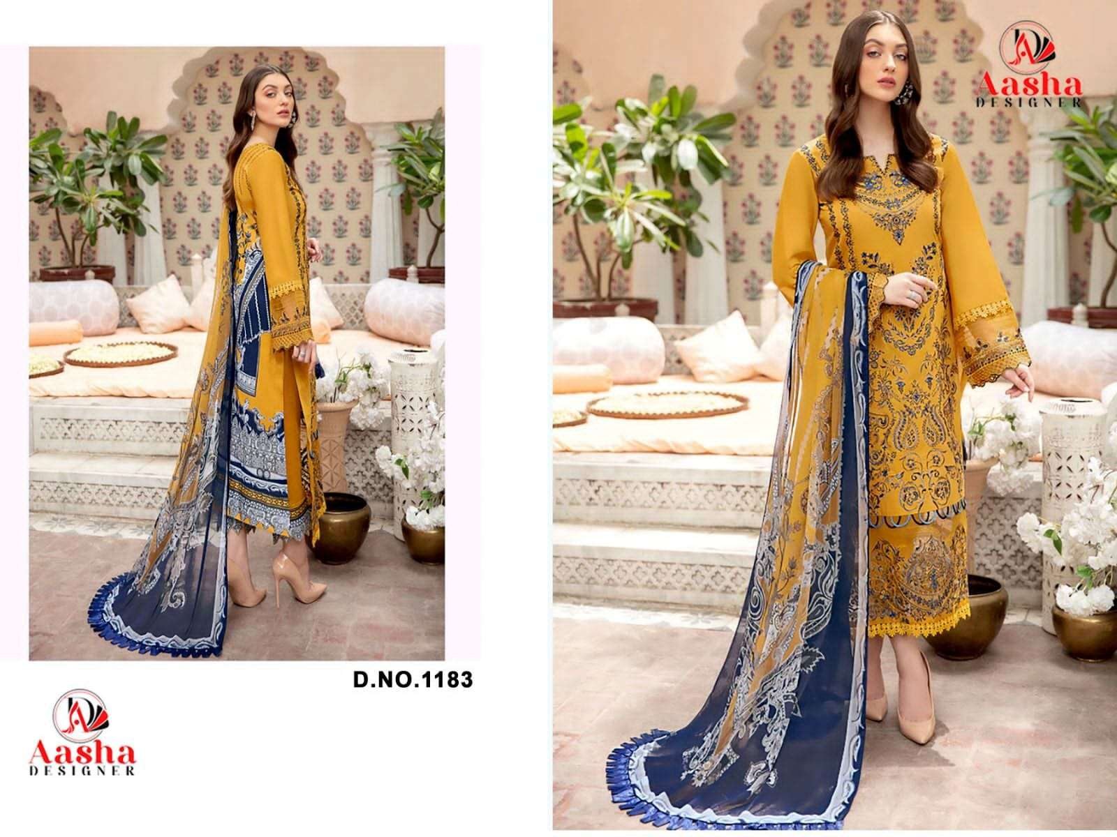 1183 HIT DESIGN BY AASHA DESIGNER HEAVY COTTON PAKISTANI DRESS