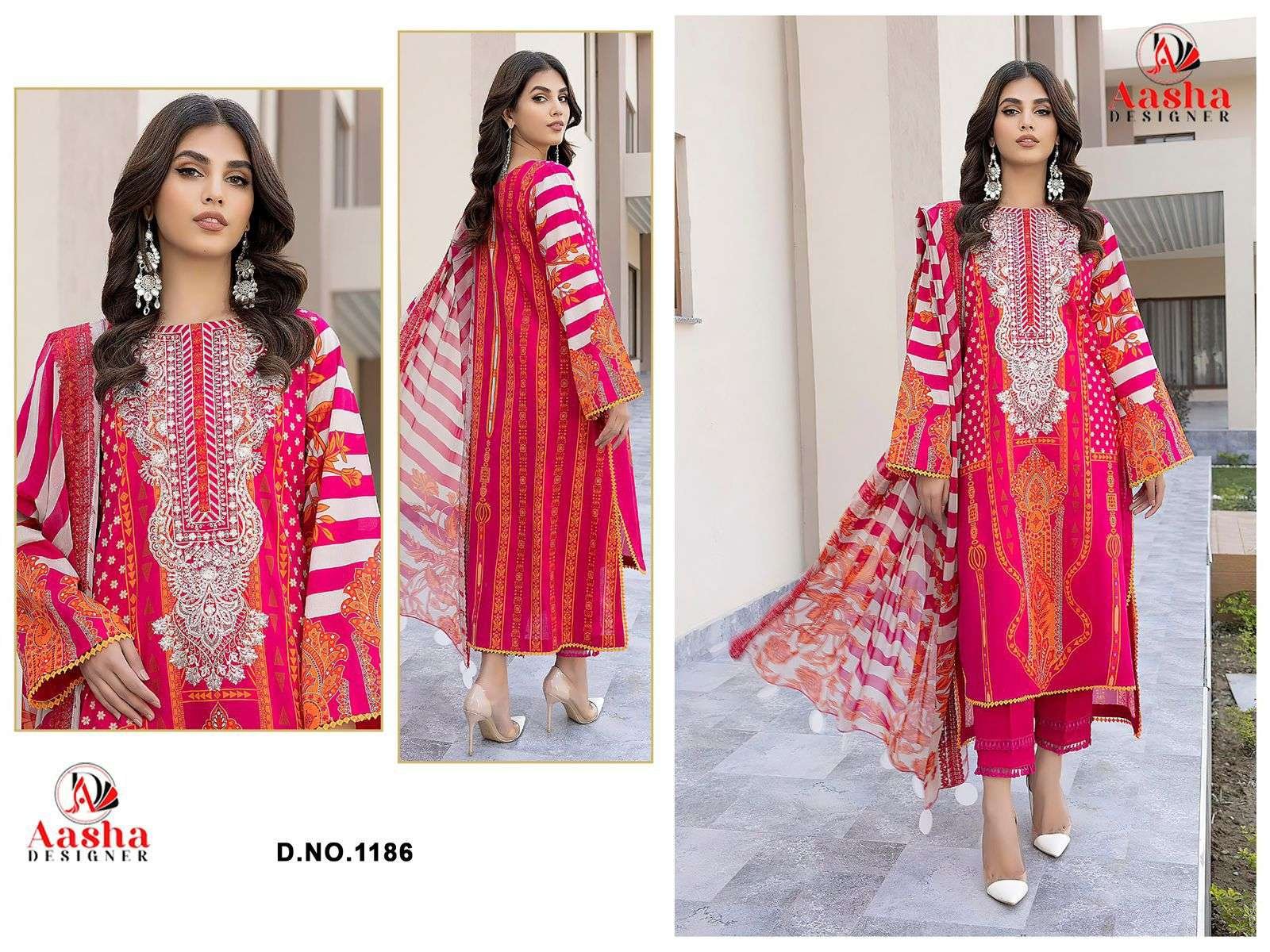 1186 HIT DESIGN BY AASHA DESIGNER FANCY PURE COTTON PAKISTANI DRESS