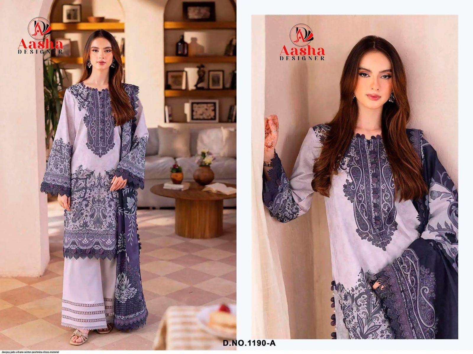 1190 COLOURS BY AASHA DESIGNER FANCY HEAVY COTTON PAKISTANI DRESSES