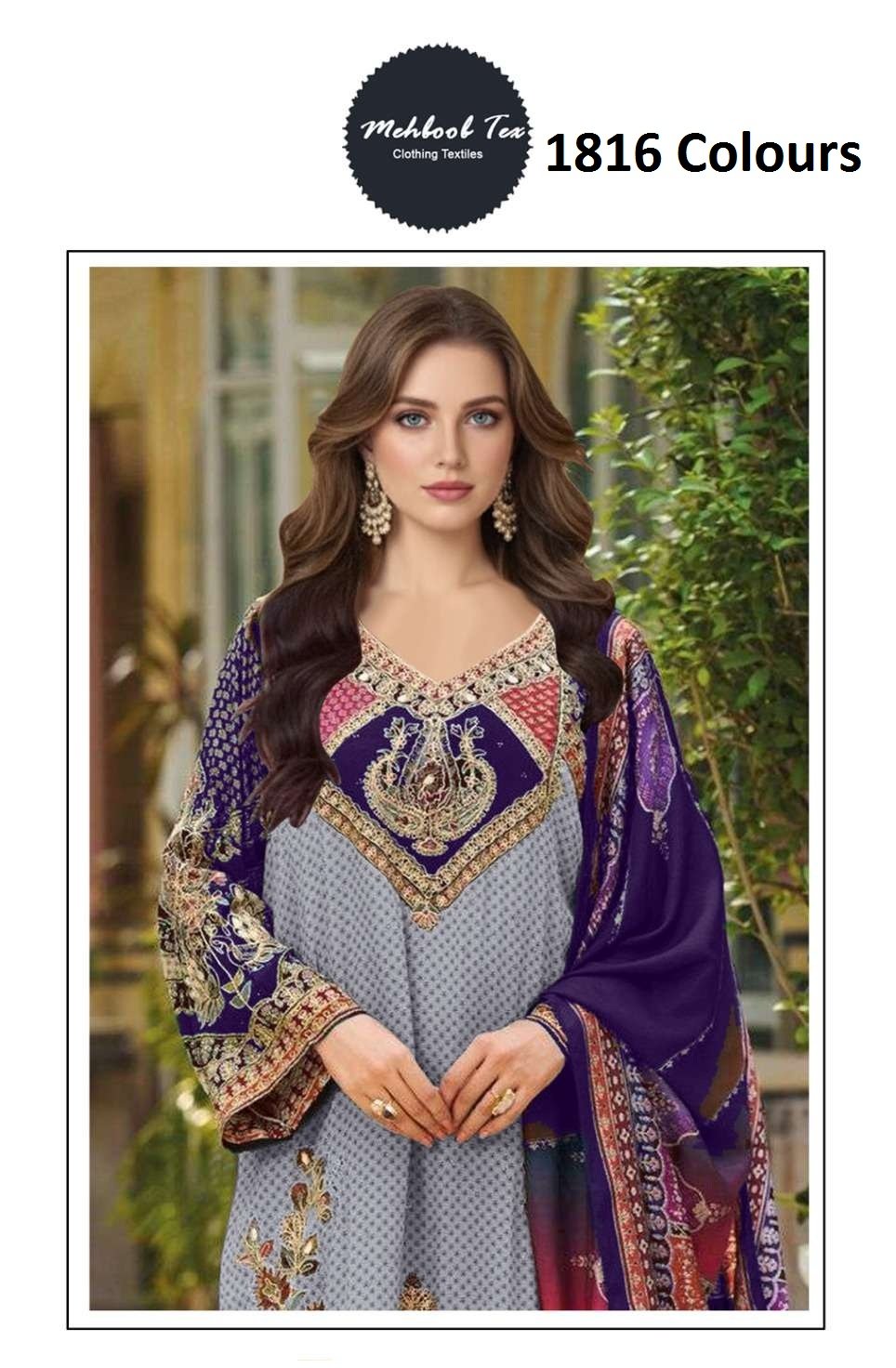 1816 COLOURS BY MEHBOOB TEX FANCY VISCOSE MUSLIN PAKISTANI DRESSES