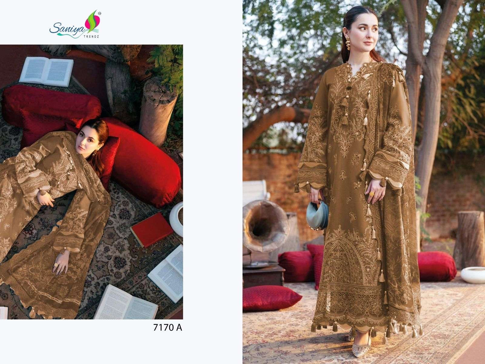 7170 COLOURS BY SANIYA TRENDZ COTTON CHIKANKARI PAKISTANI DRESSES