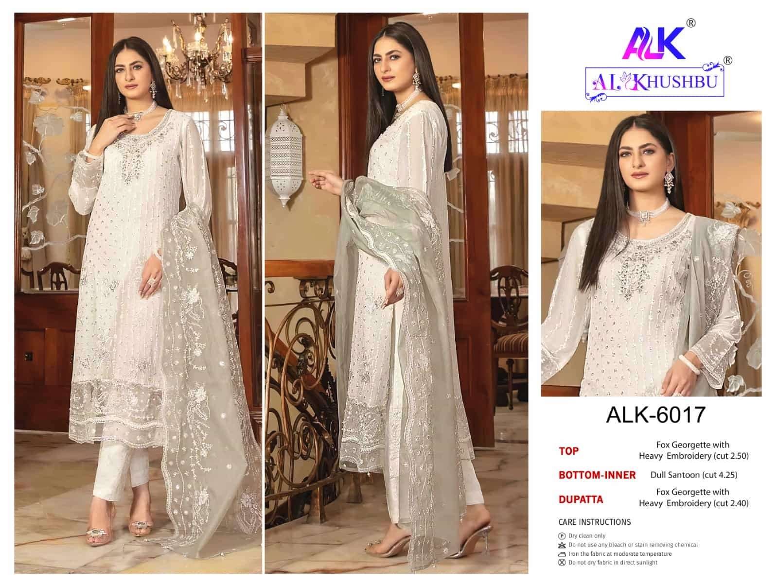 ALK-6015-6016-6017 BY AL KHUSHBU FAUX GEORGETTE PAKISTANI DRESSES