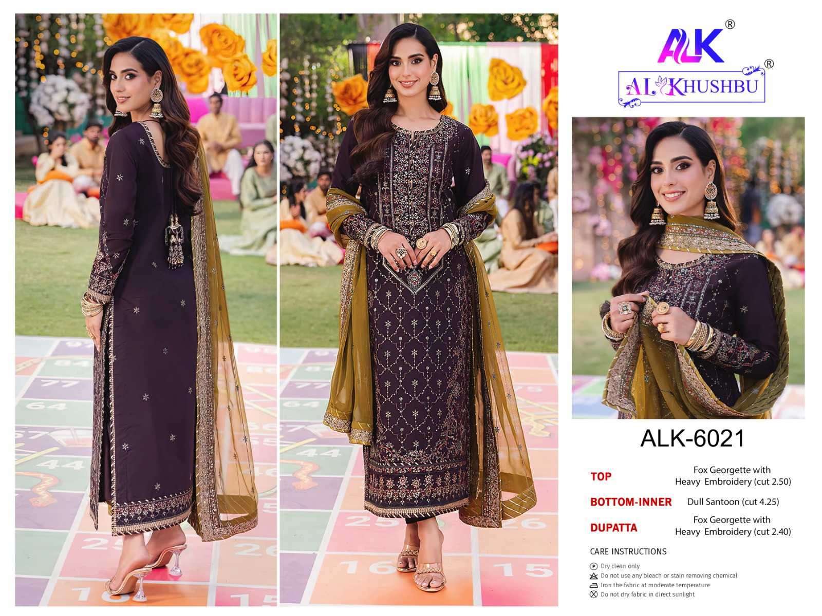 ALK-6021-6022-6023 BY AL KHUSHBU FAUX GEORGETTE PAKISTANI DRESSES