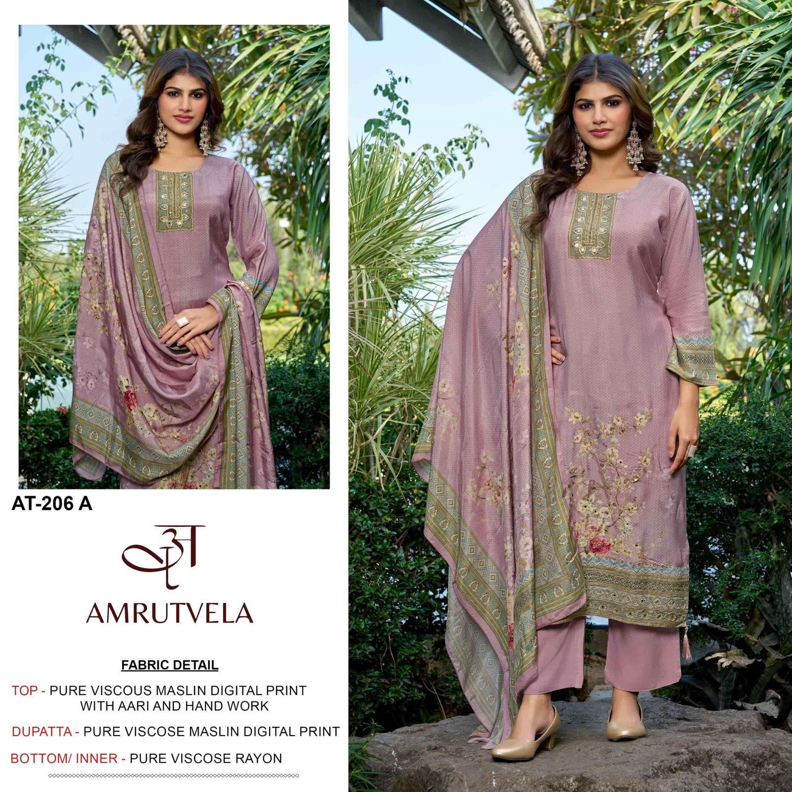 AT-206 COLOURS BY AMRUTVELA VISCOSE MUSLIN PRINT PAKISTANI DRESSES