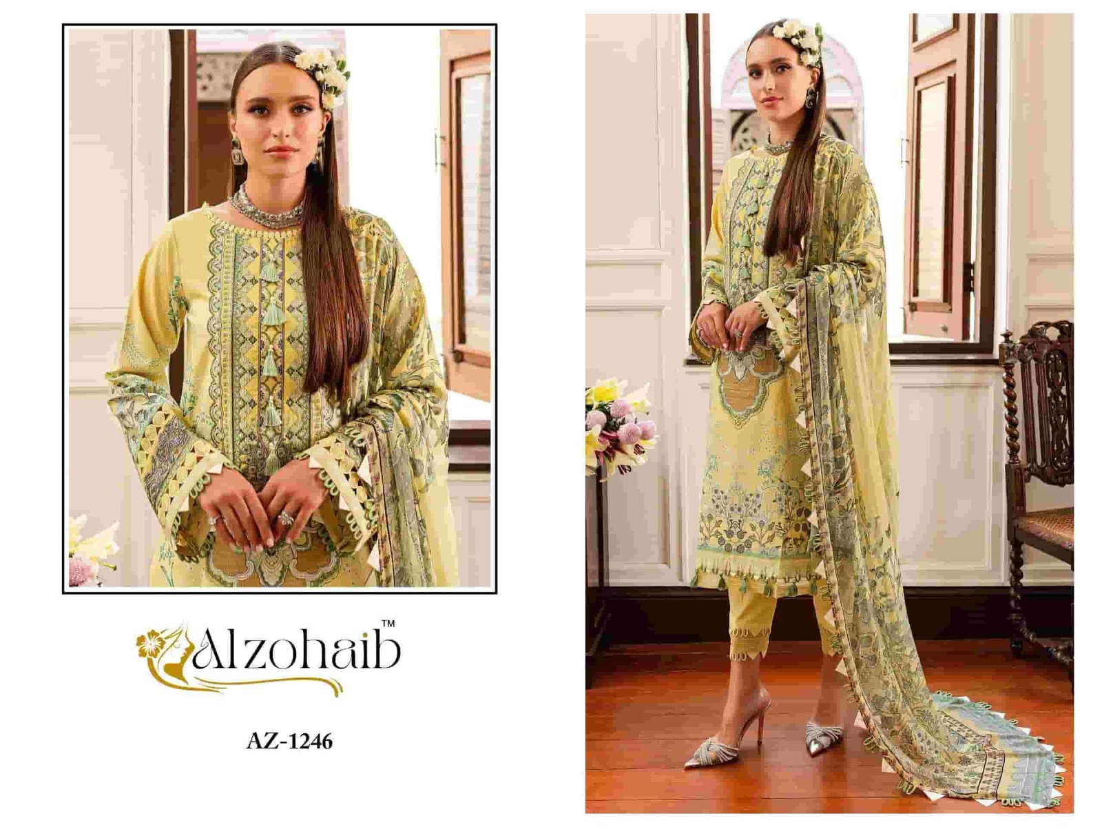 AZ-1246 BY ALZOHAIB FANCY DESIGNER PURE COTTON PRINT PAKISTANI DRESS