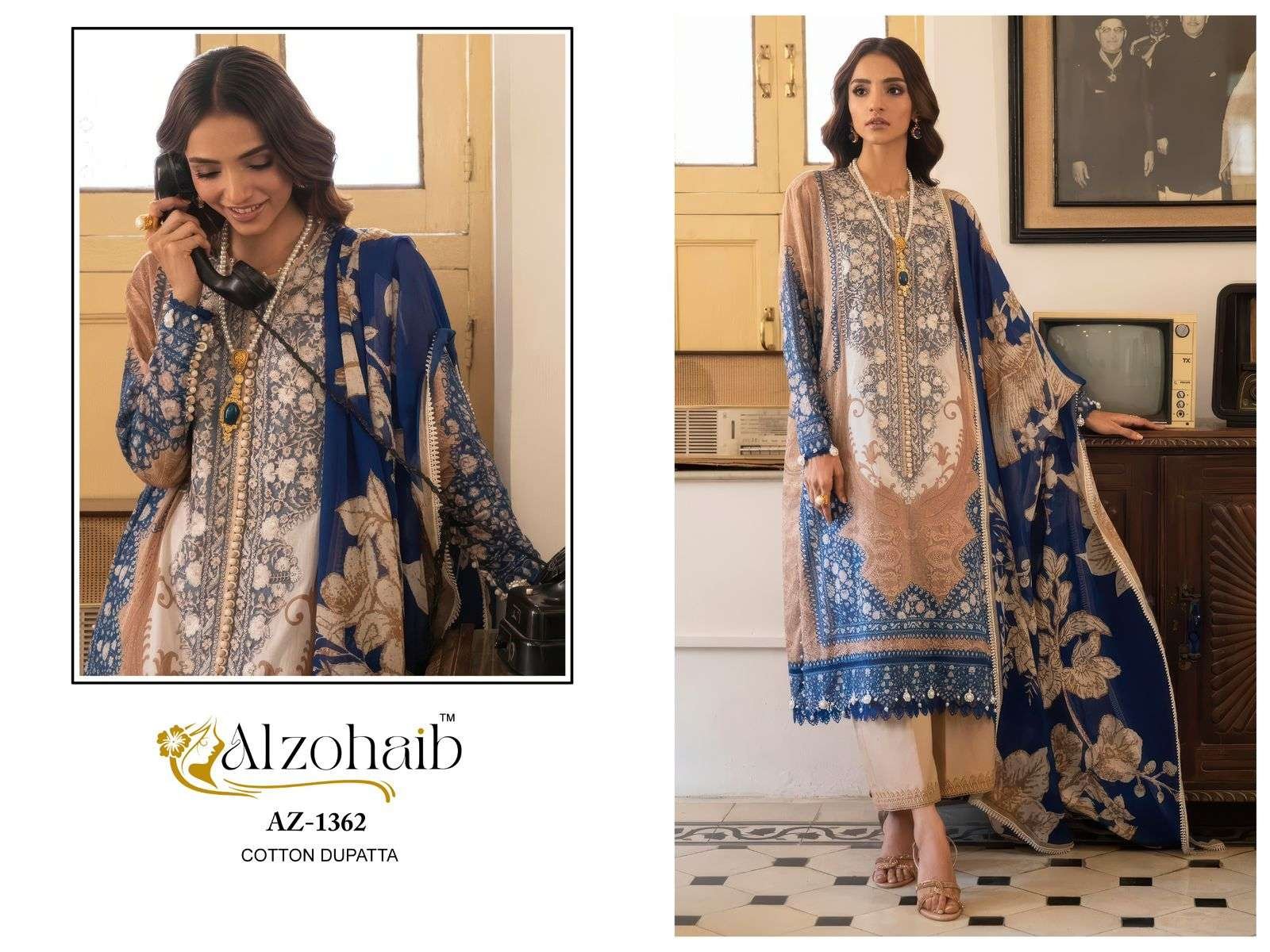 AZ-1362 BY ALZOHAIB FANCY DESIGNER PURE COTTON PRINT PAKISTANI DRESS