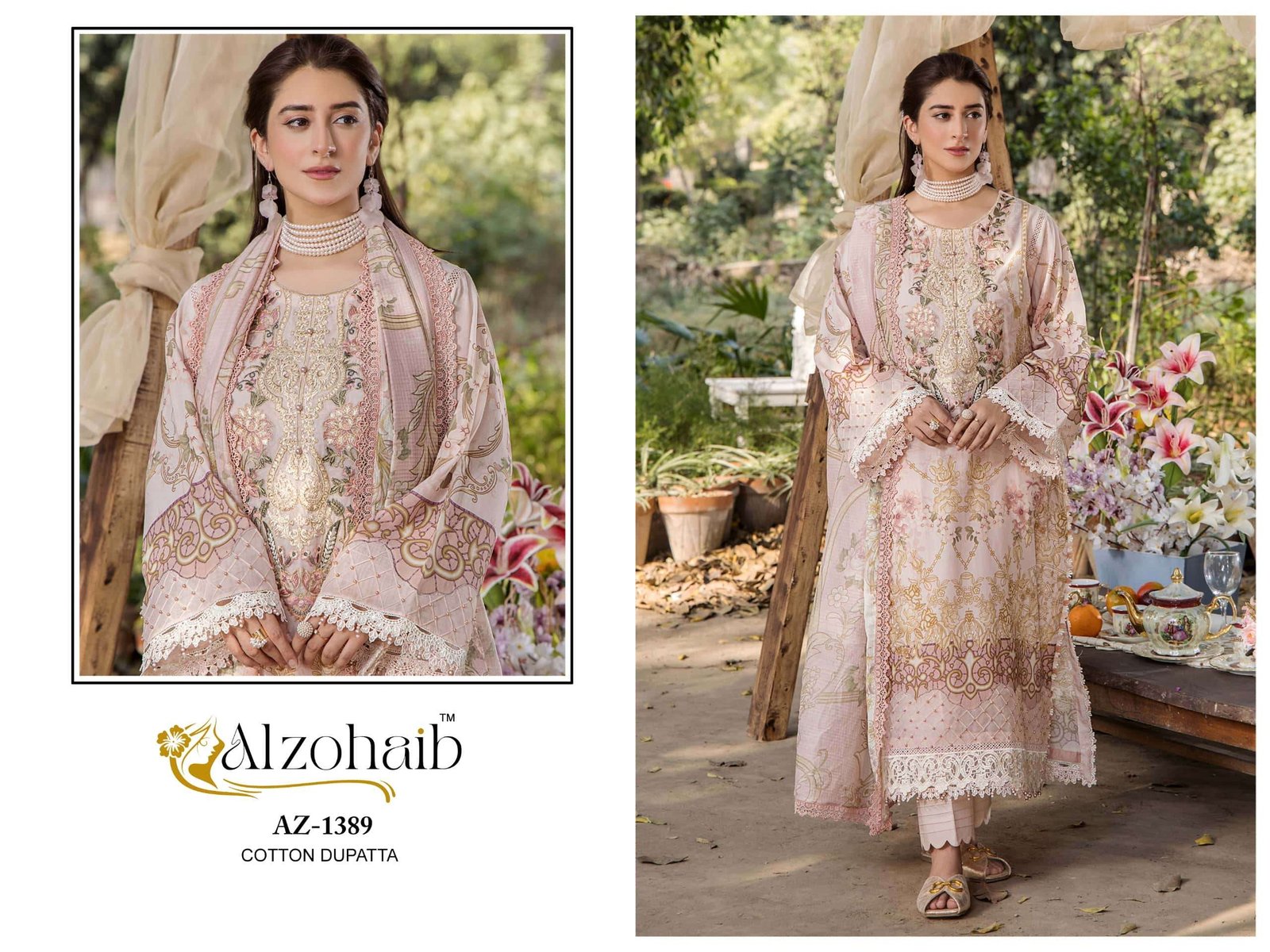 AZ-1389 BY ALZOHAIB FANCY DESIGNER PURE COTTON PRINT PAKISTANI DRESS