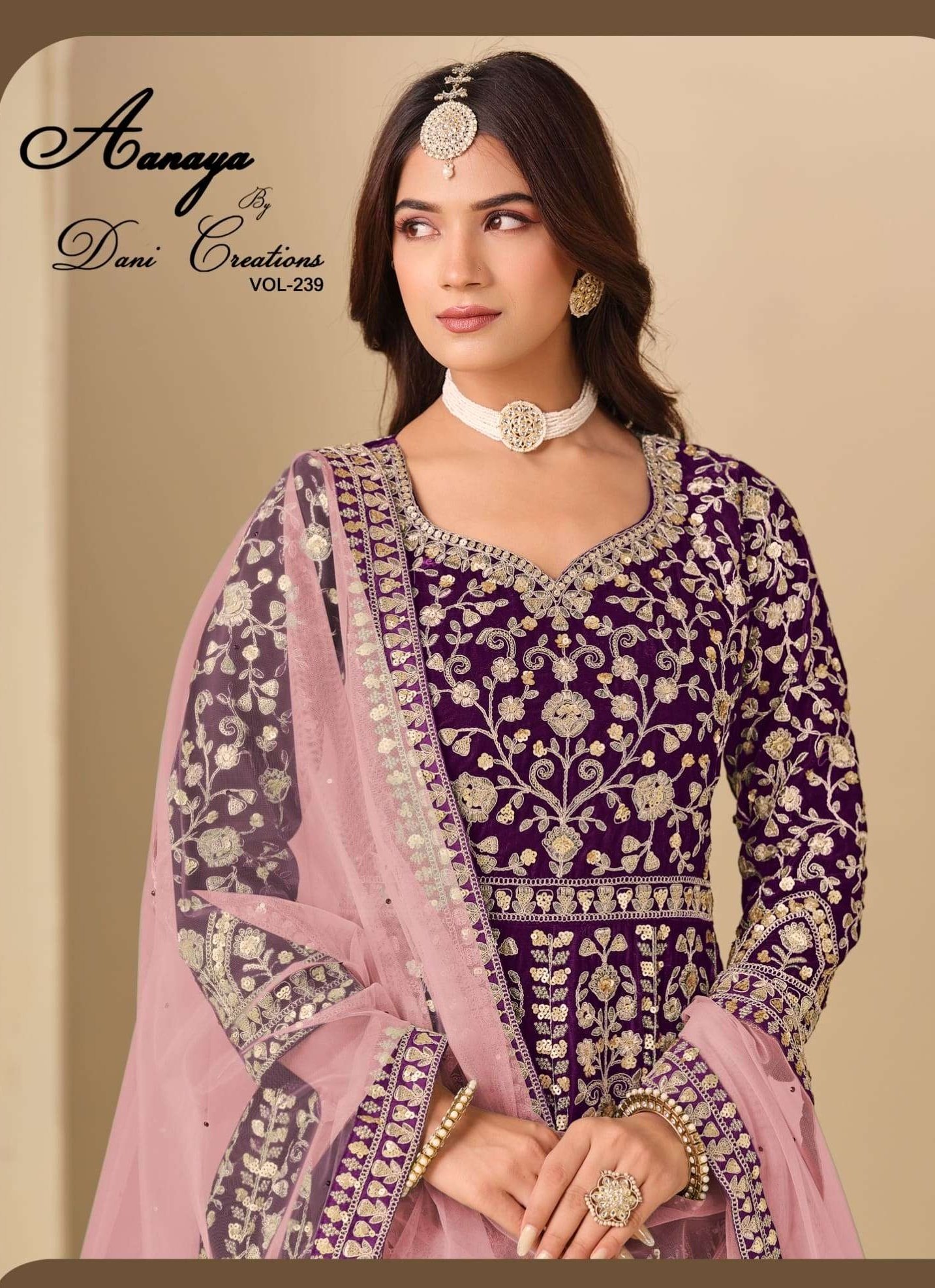 AANAYA VOL-239 BY DANI CREATIONS 239-A TO 239-D SERIES VELVET DRESSES