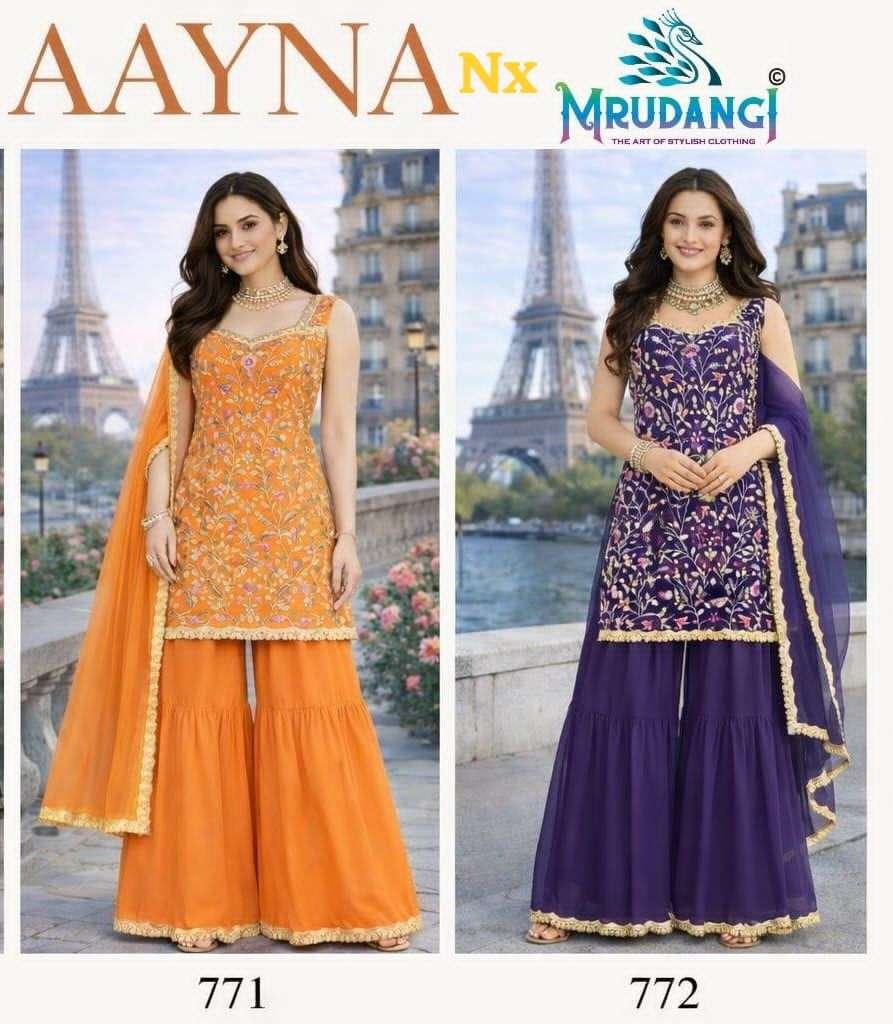 AAYNA NX BY MRUDANGI 771 TO 772 SERIES GEORGETTE STITCHED DRESSES