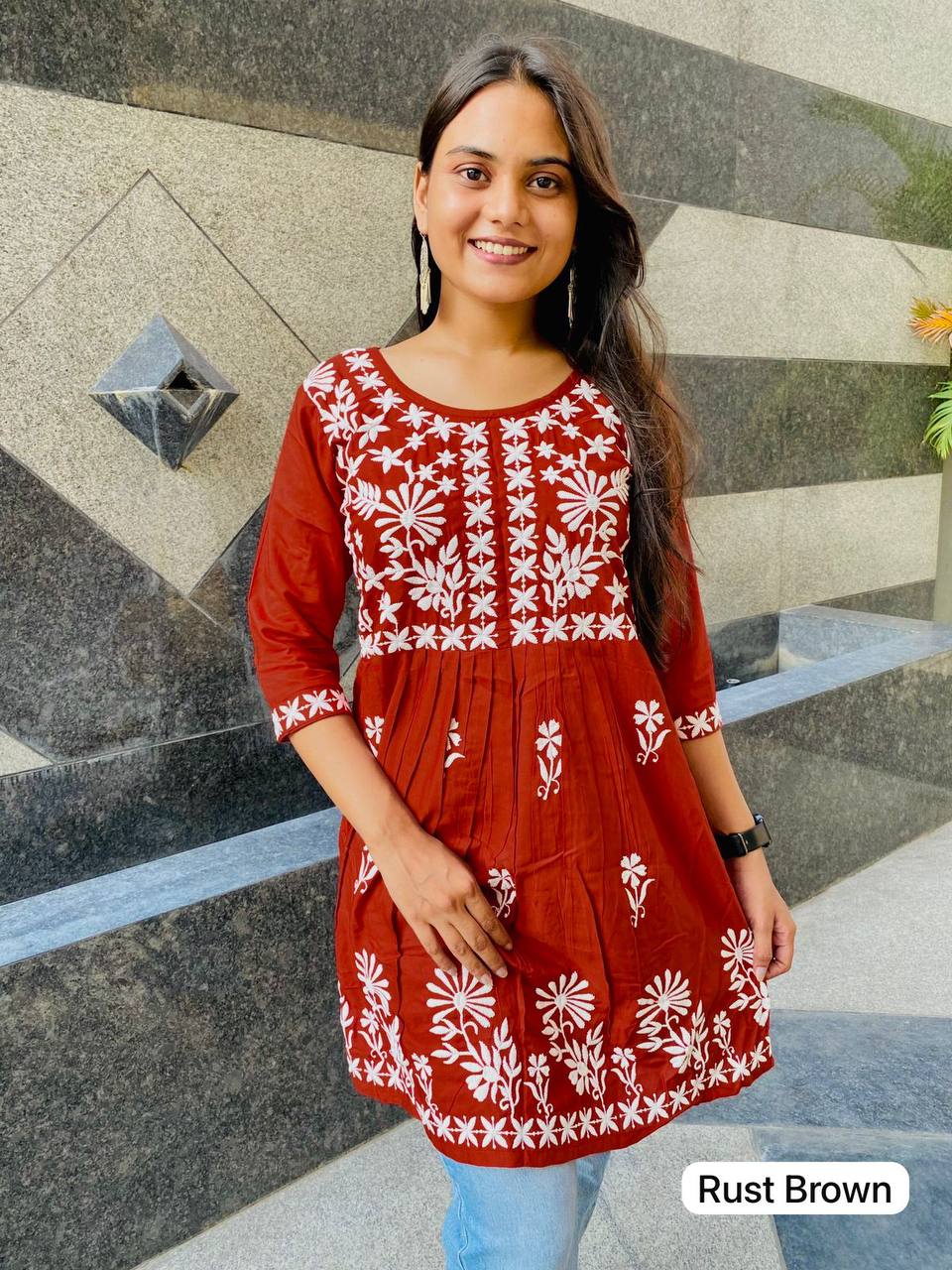 ADAA BY SUSWANI FANCY DESIGNER HEAVY RAYON CHIKANKARI WORK TOPS