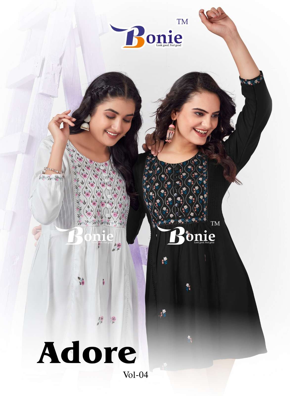 ADORE VOL-4 BY BONIE 4001 TO 4008 SERIES 14 KG RAYON KURTIS