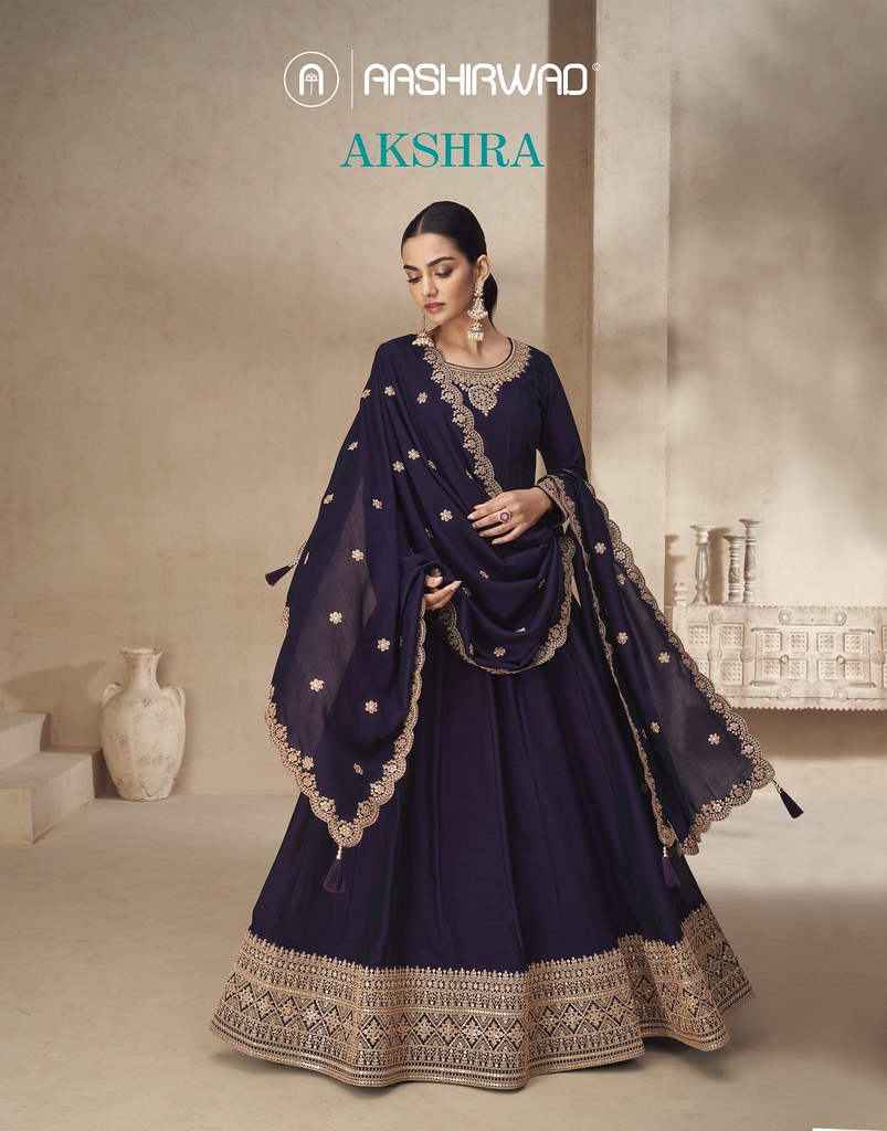 AKSHRA BY AASHIRWAD CREATION 10173 TO 10177 SERIES PREMIUM SILK GOWNS