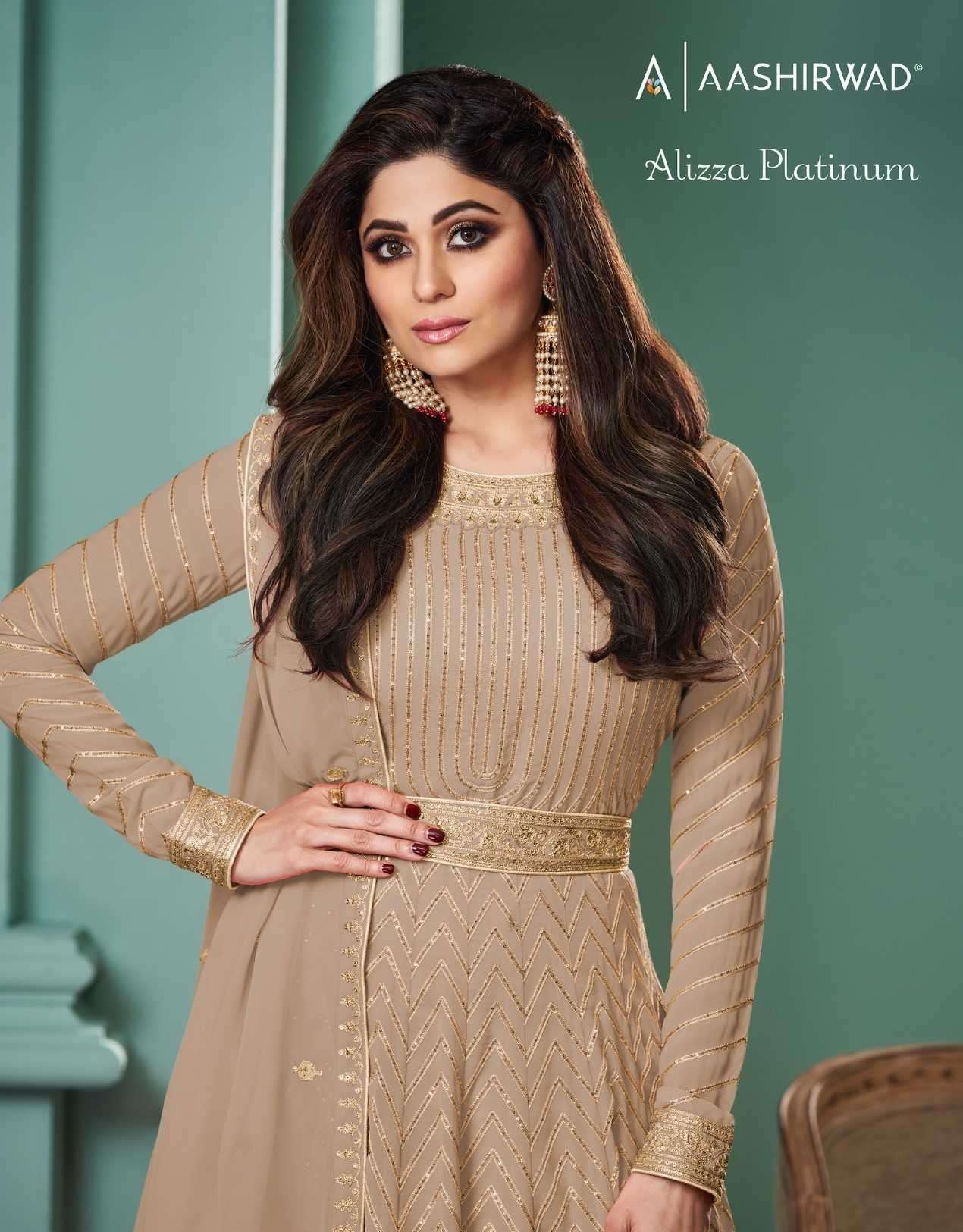 ALIZZA PLATINUM BY AASHIRWAD CREATION 10003 TO 10005 SERIES REAL GEORGETTE GOWNS WITH DUPATTA
