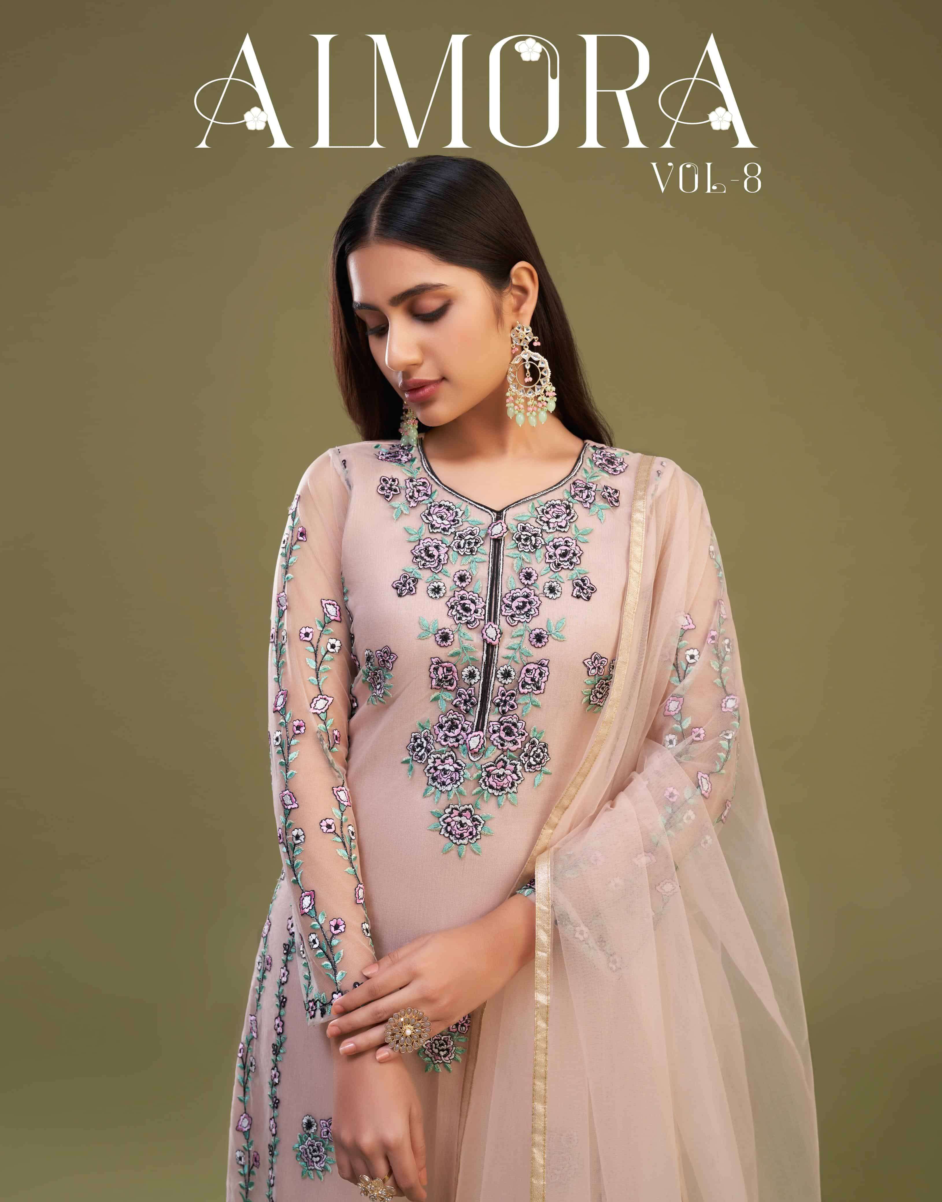 ALMORA VOL-8 BY ALIZEH 3030 TO 3033 SERIES HEAVY DESIGNER NET DRESSES