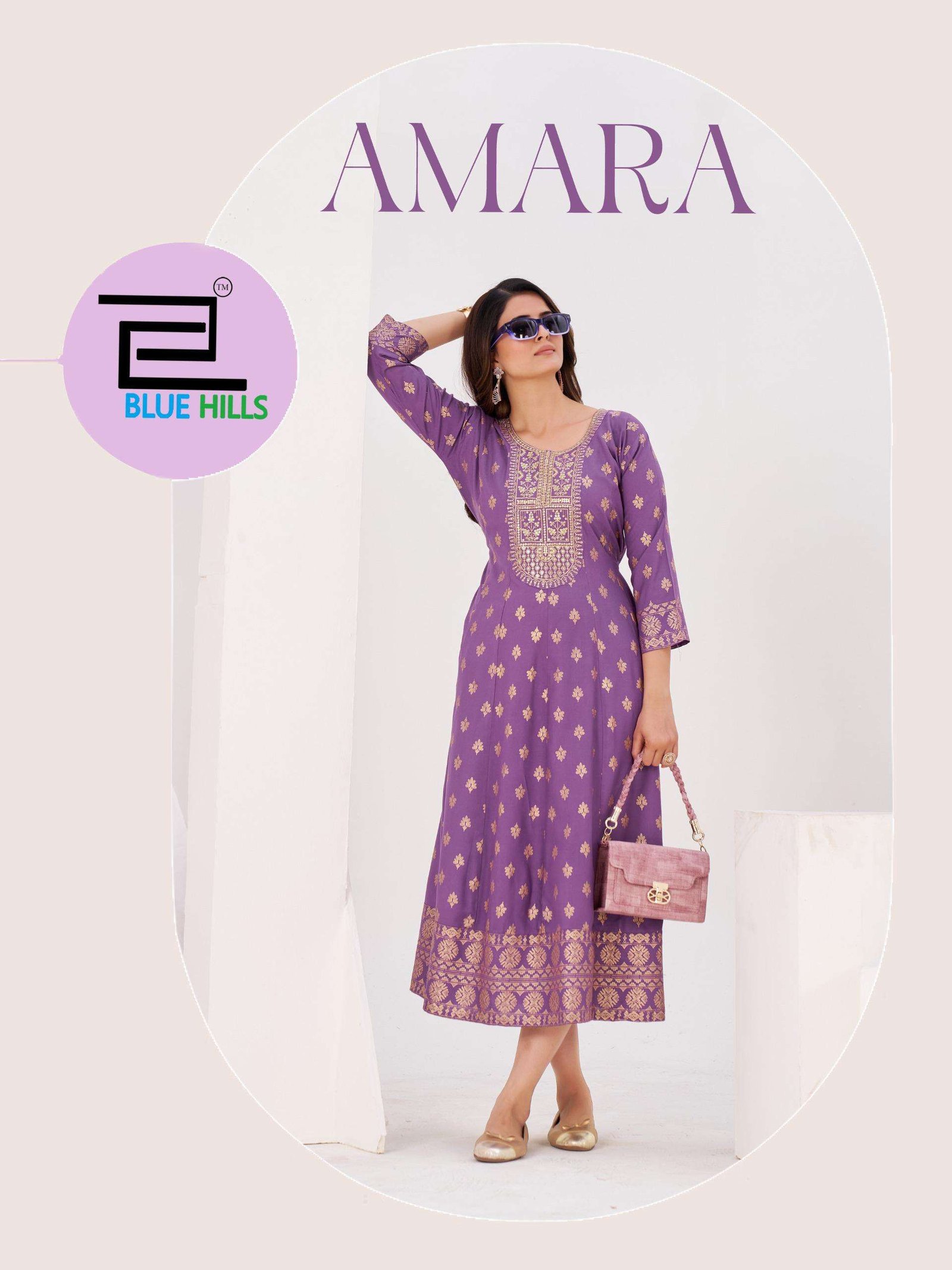 AMARA BY BLUE HILLS 5096 TO 5101 SERIES RAYON 14 KG FOIL PRINT KURTIS
