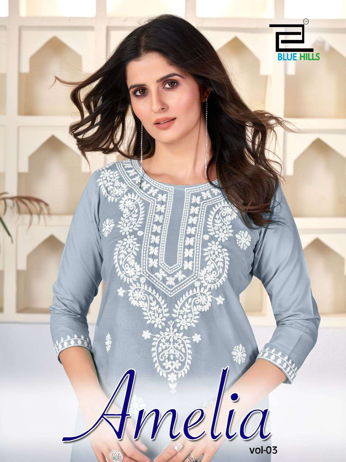 AMELIA VOL-3 BY BLUE HILLS 3001 TO 3006 SERIES DESIGNER RAYON TOPS