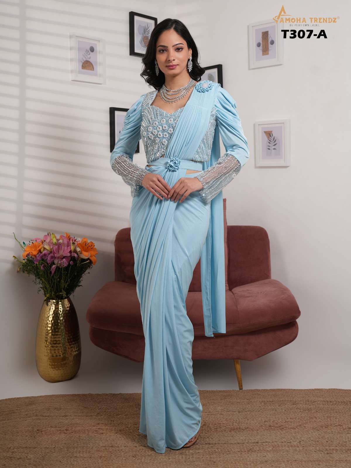 AMOHA T-307 COLOURS BY AMOHA TRENDZ IMPORTED LYCRA STITCHED SAREES