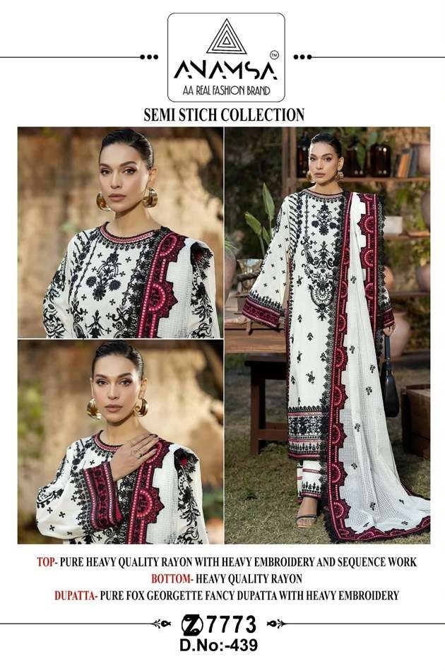 ANAMSA 439 BY ANAMSA DESIGNER HEAVY RAYON SEQUENCE WORK PAKISTANI DRESS