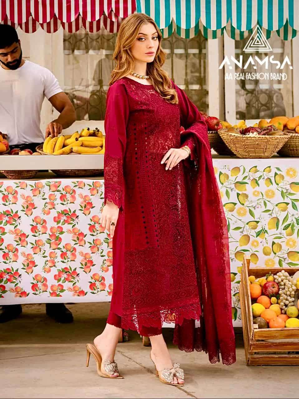 ANAMSA 484 BY ANAMSA HEAVY JAM COTTON EMBROIDERED PAKISTANI DRESS