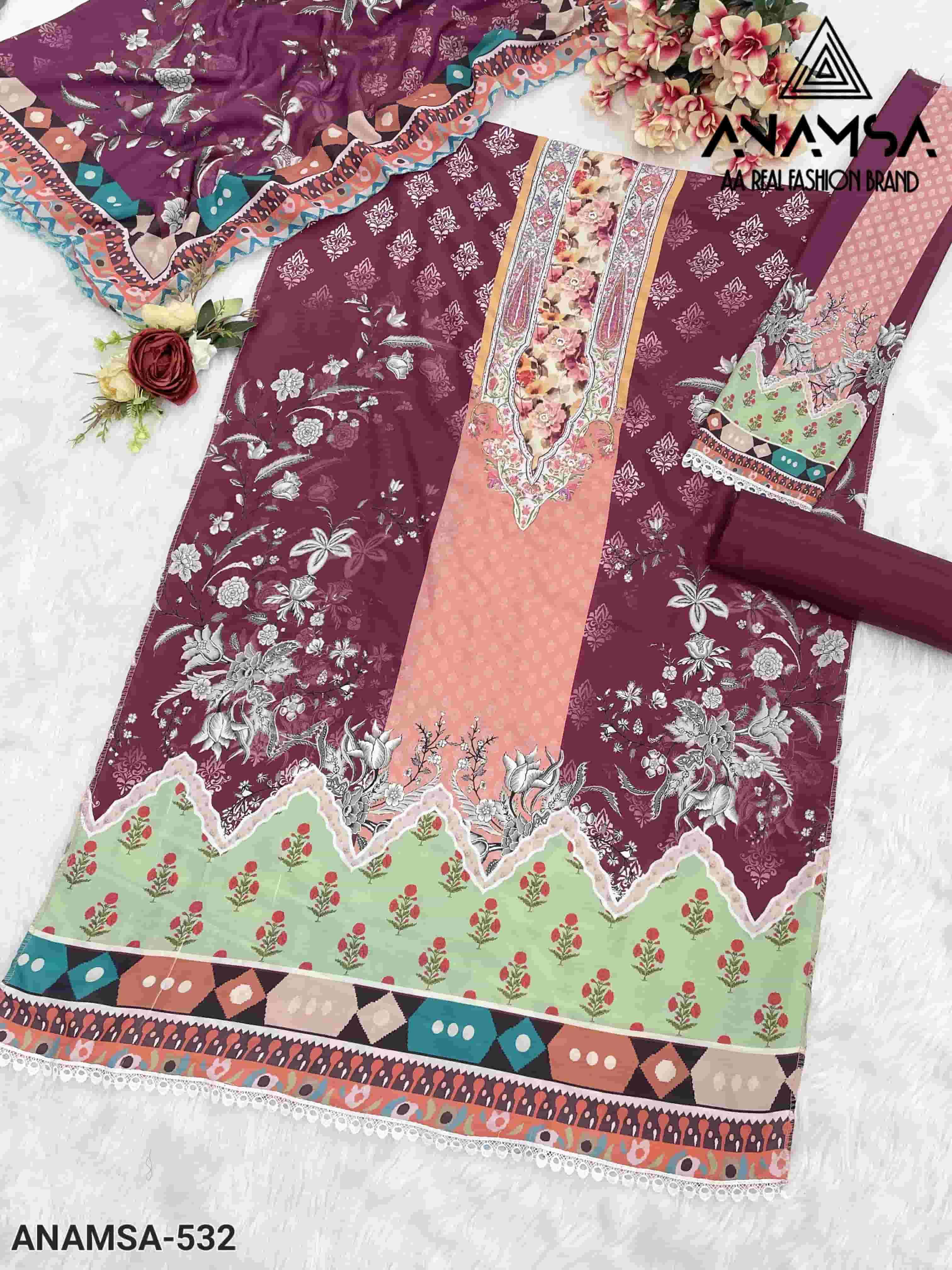 ANAMSA 532 BY ANAMSA MUSLIN COTTON DIGITAL PRINTED PAKISTANI DRESS