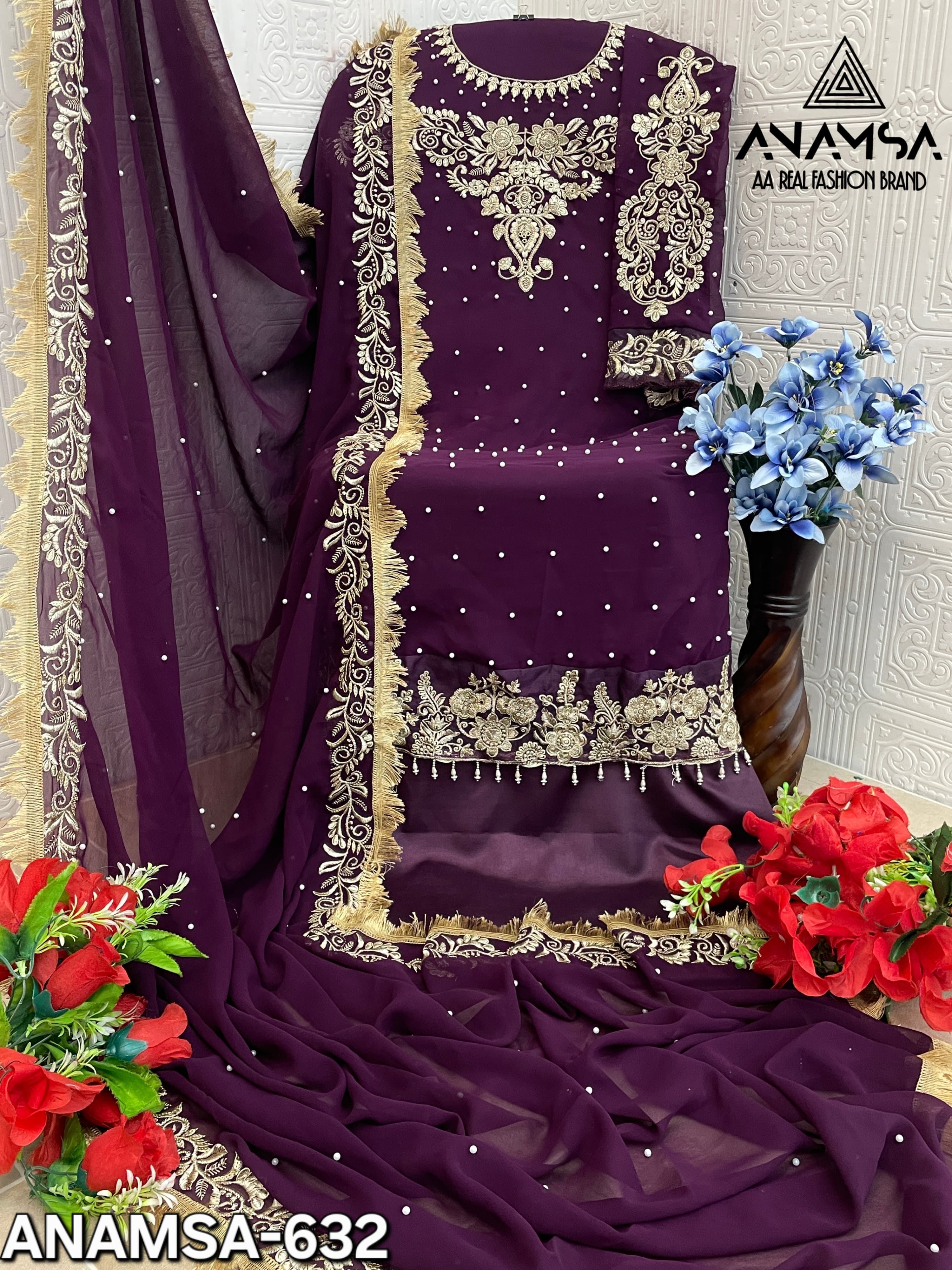 ANAMSA 632 BY ANAMSA FANCY DESIGNER FAUX GEORGETTE PAKISTANI DRESS