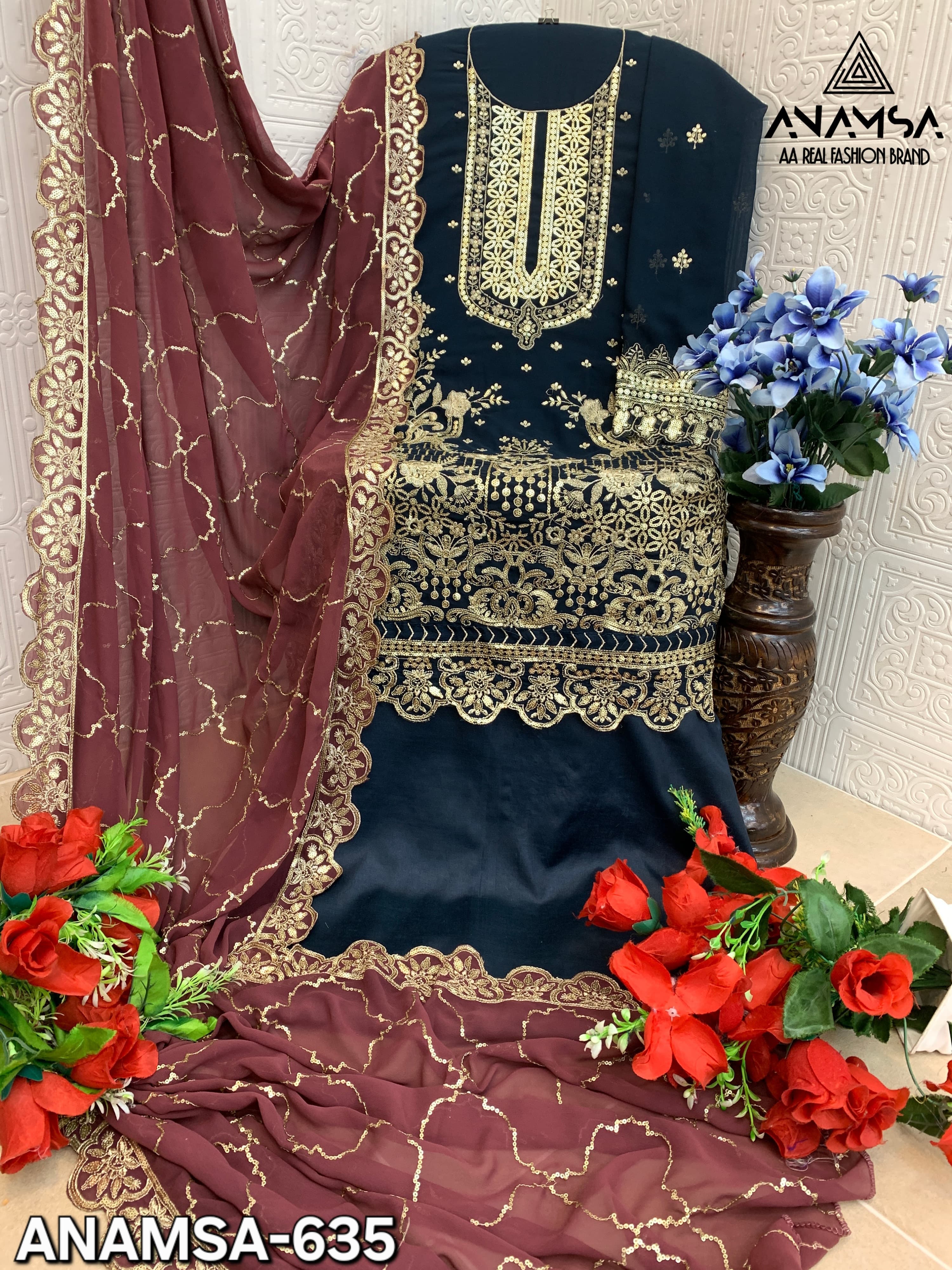 ANAMSA 635 BY ANAMSA FANCY DESIGNER FAUX GEORGETTE PAKISTANI DRESS