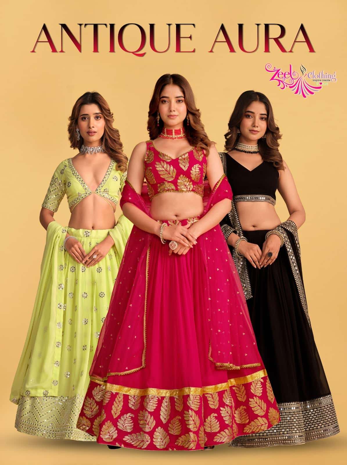 ANTIQUE AURA BY ZEEL CLOTHING 5059 TO 5064 SERIES HEAVY DESIGNER LEHENGAS