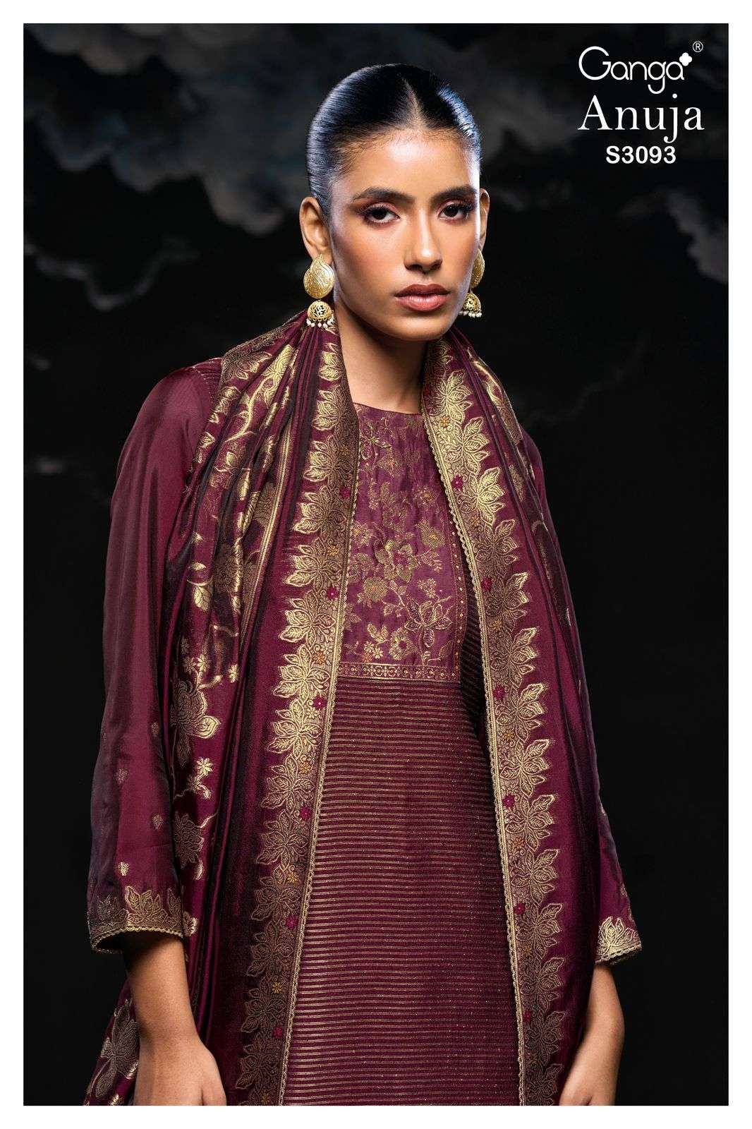 ANUJA 3093 BY GANGA FASHIONS 3093-A TO 3093-D SERIES VISCOSE SILK DRESSES