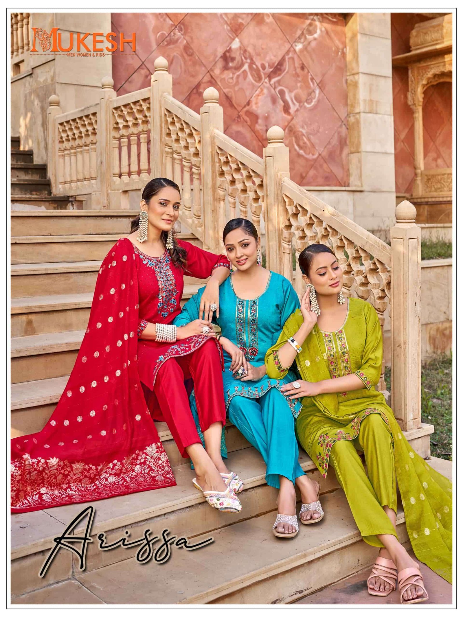 ARISSA BY MUKESH 1001 TO 1008 SERIES VATICAN SILK STITCHED DRESSES