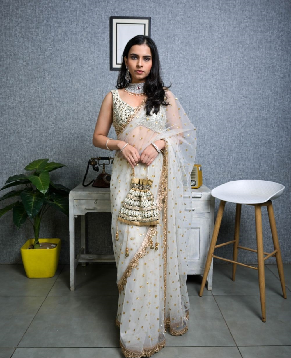 BT-373 BY SUSWANI BOLLYWOOD DESIGNER NYLON BUTTERFLY NET SAREE