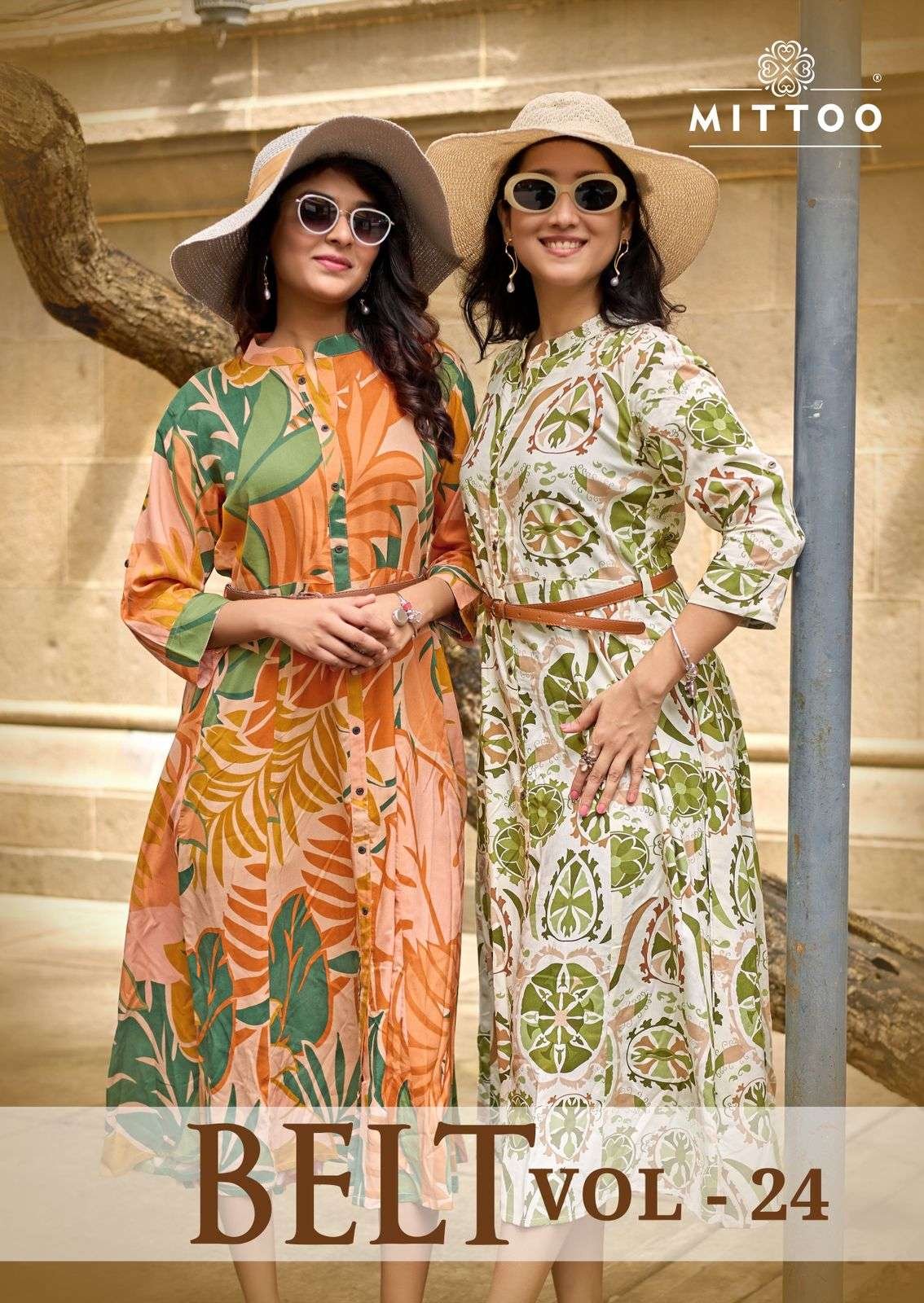 BELT VOL-24 BY MITTOO 1461 TO 1466 SERIES RAYON PRINT CASUAL KURTIS