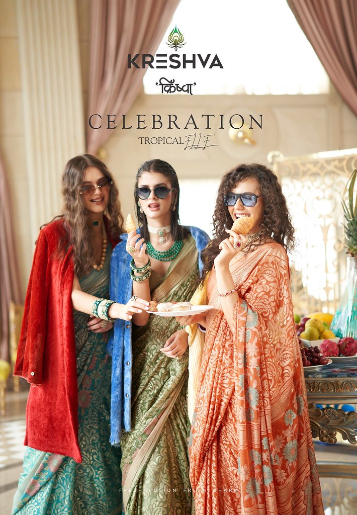 CELEBRATION BY KRESHVA K-4078 TO K-4083 SERIES LUX PV GEORGETTE SAREES