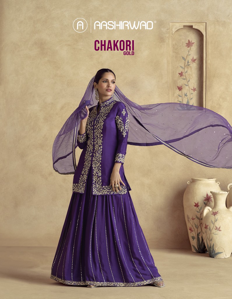 CHAKORI GOLD BY AASHIRWAD CREATION 10234 TO 10238 SERIES CHINON SILK DRESSES