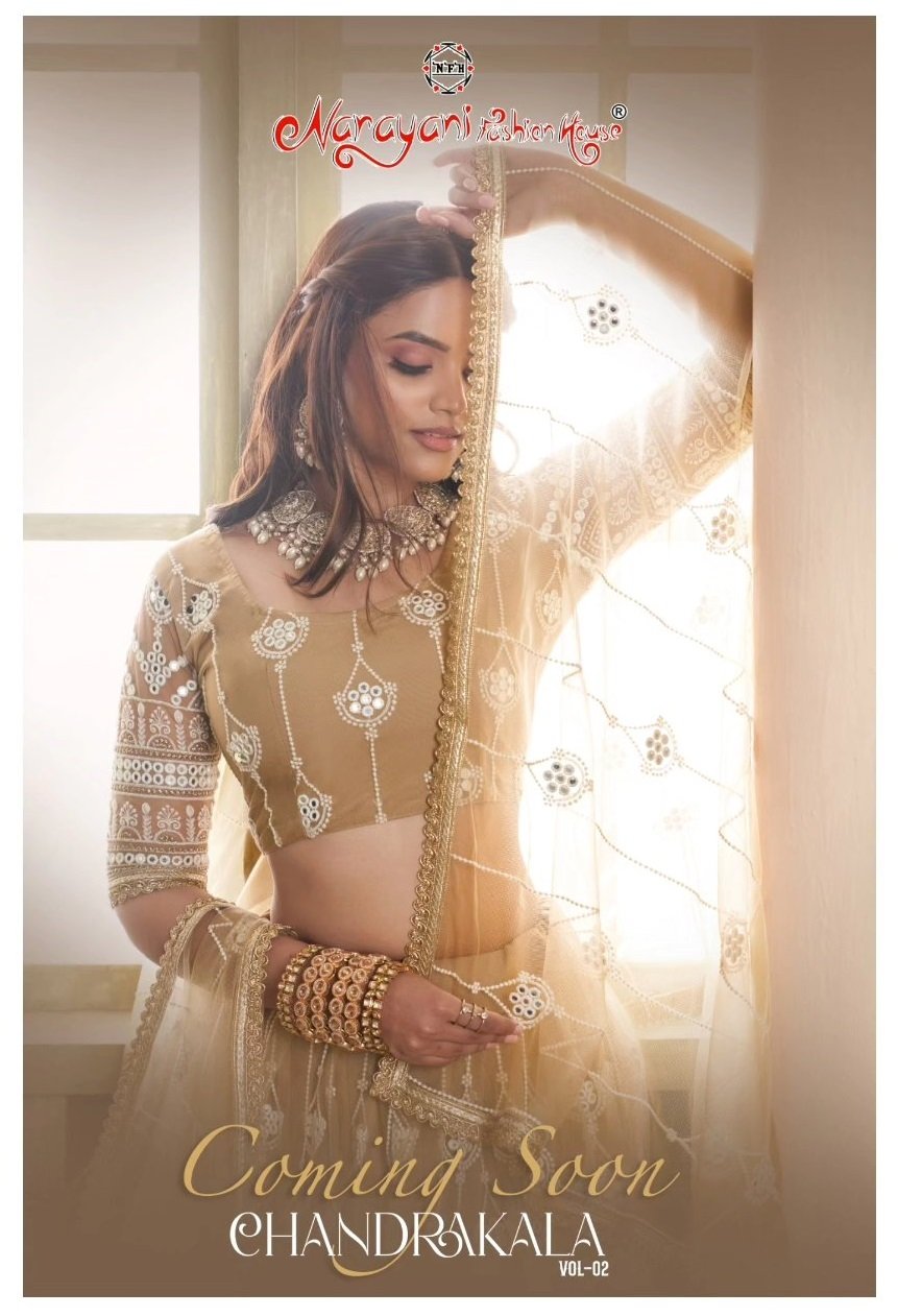 CHANDRAKALA VOL-2 BY NARAYANI FASHION HOUSE 7006 TO 7010 SERIES BUTTERFLY NET LEHENGAS