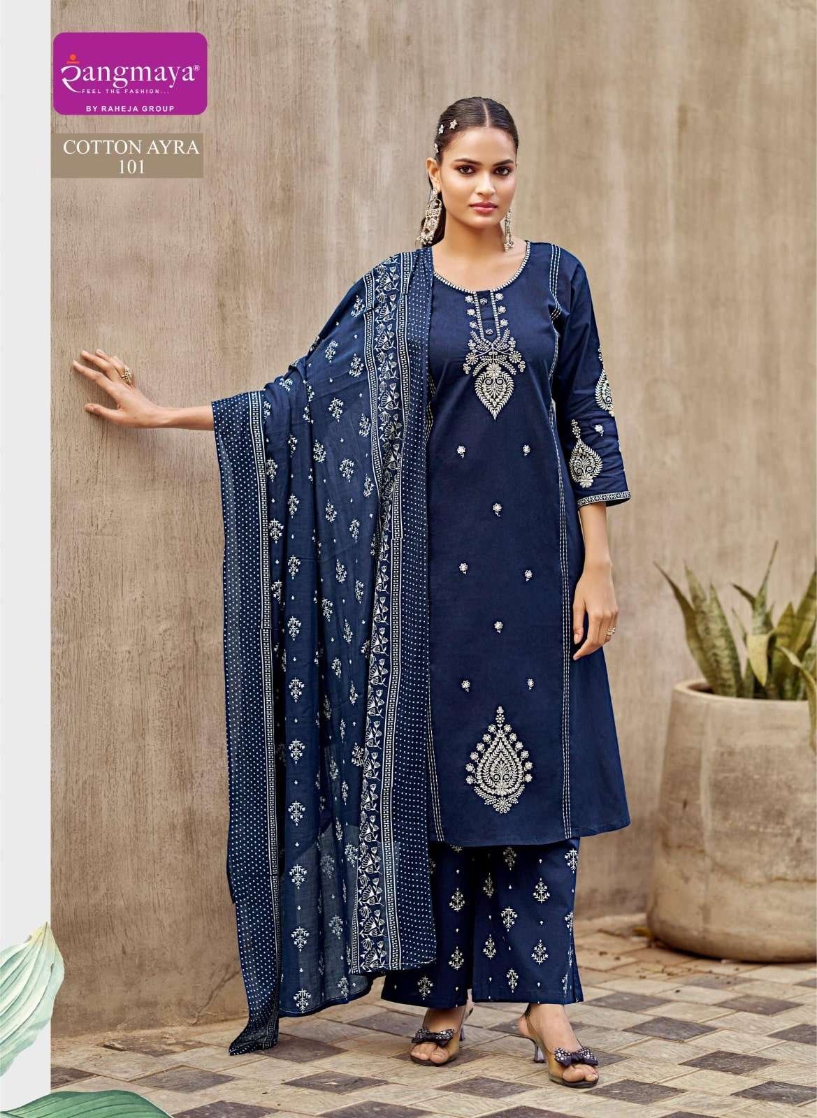 COTTON AYRA BY RANGMAYA 101 TO 106 SERIES COTTON STITCHED DRESSES