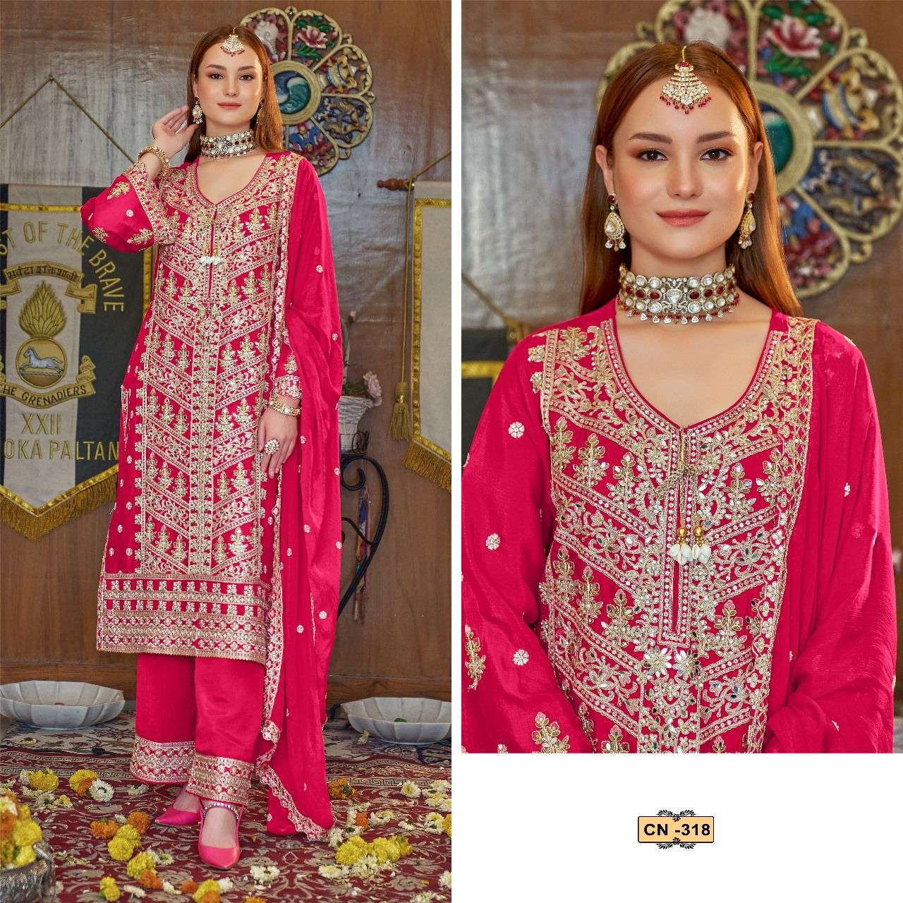 CRAFTED NEEDLE 318 COLOURS BY FEPIC FANCY CHINON PAKISTANI DRESSES