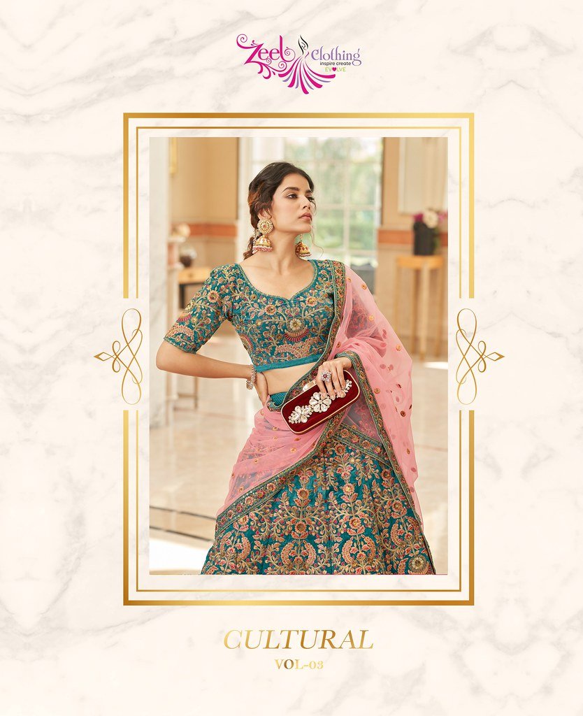 CULTURAL VOL-3 BY ZEEL CLOTHING 7071 COLOURS HEAVY VELVET LEHENGAS