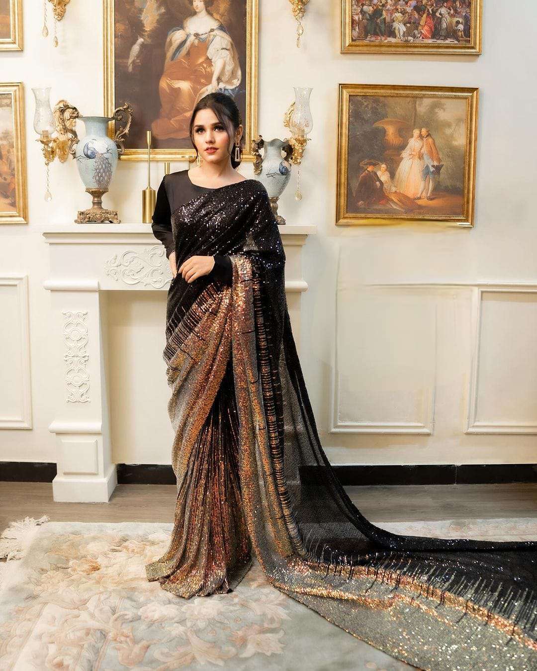 DF-3407 BY SUSWANI BOLLYWOOD DESIGNER GEORGETTE SEQUENCE WORK SAREE