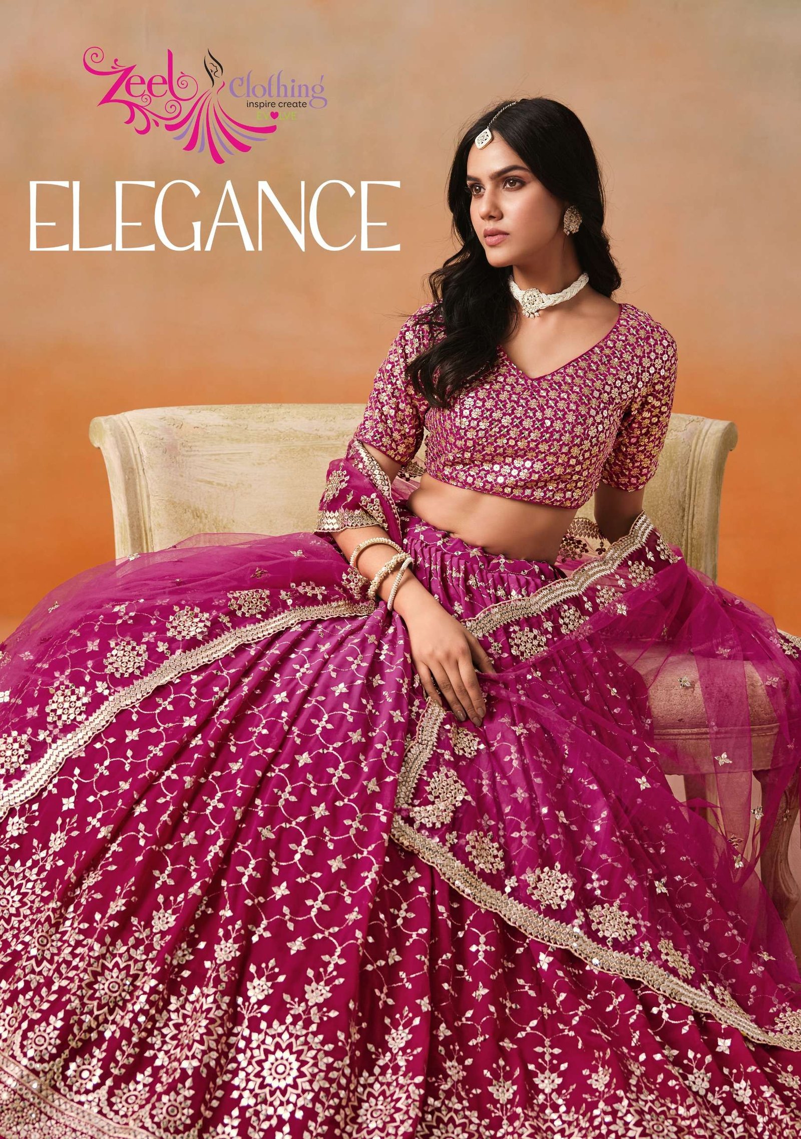 ELEGANCE BY ZEEL CLOTHING 7086 SERIES FANCY DESIGNER GEORGETTE LEHENGAS