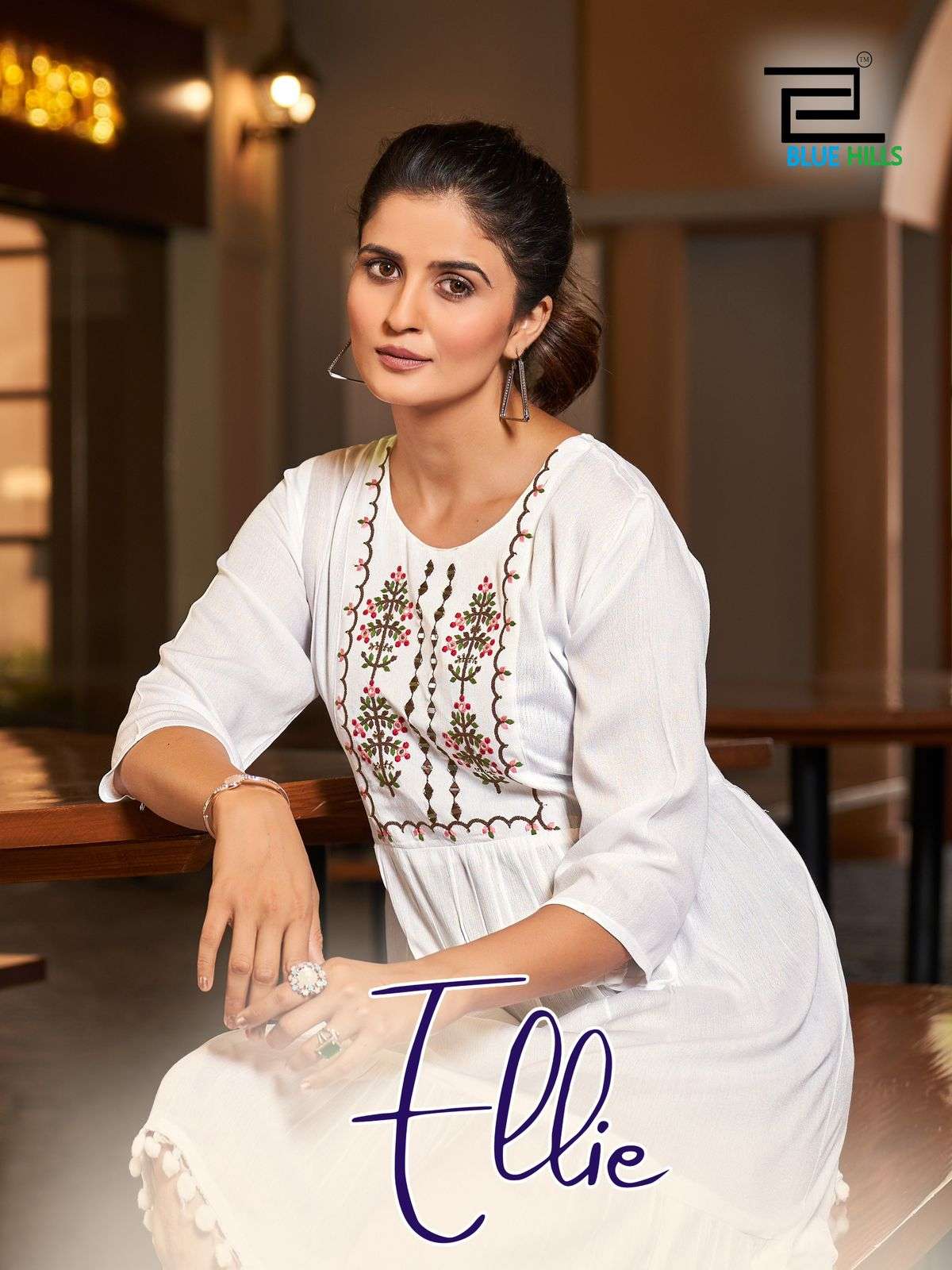 ELLIE BY BLUE HILLS 1001 TO 1004 SERIES DESIGNER WRINKLE RAYON KURTIS