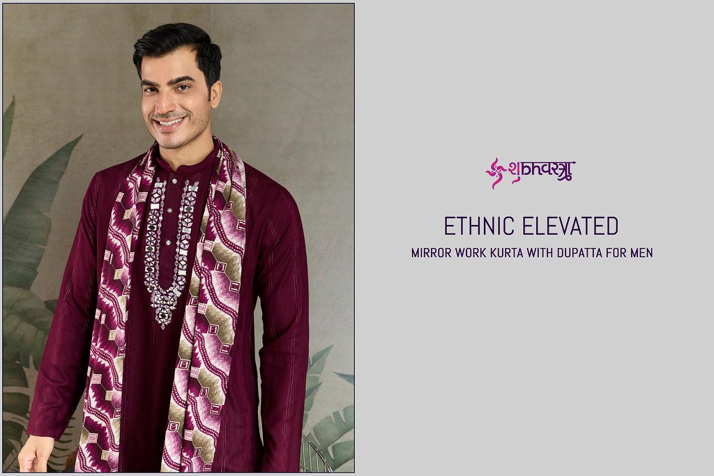 ETHNIC ELEVATED BY SHUBHVASTRA 61291 TO 61294 SERIES VISCOSE MENS KURTAS WITH DUPATTA