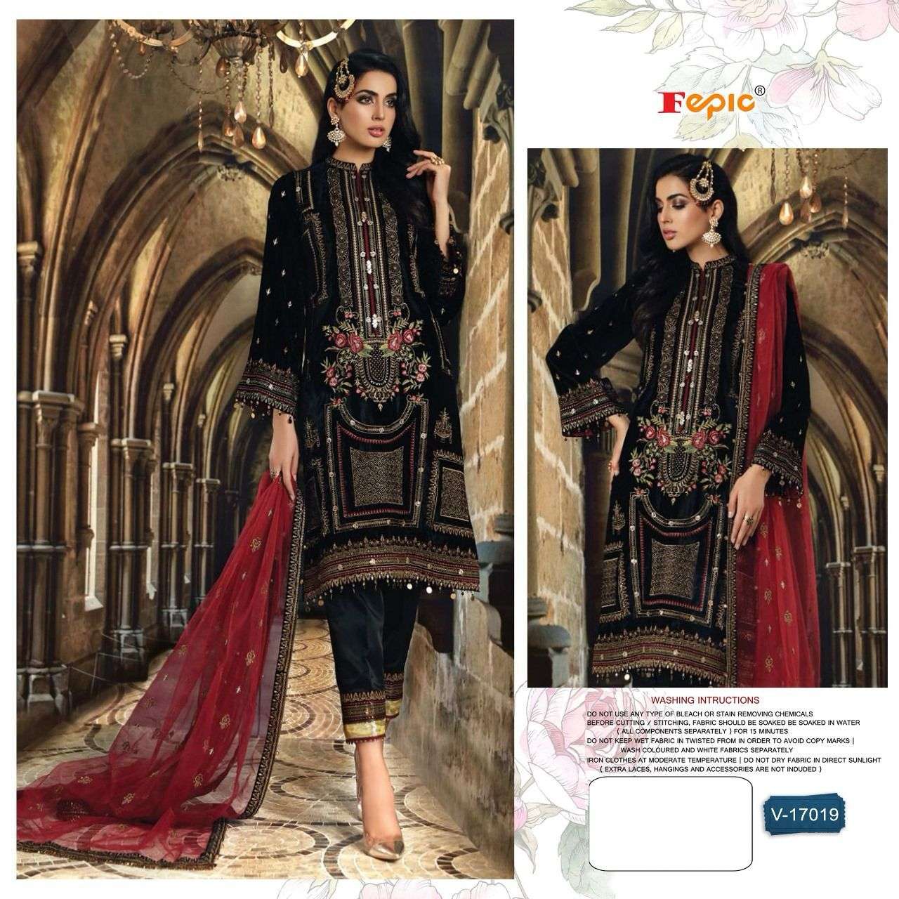 FEPIC V-17019 BY FEPIC DESIGNER VELVET EMBROIDERED PAKISTANI DRESS