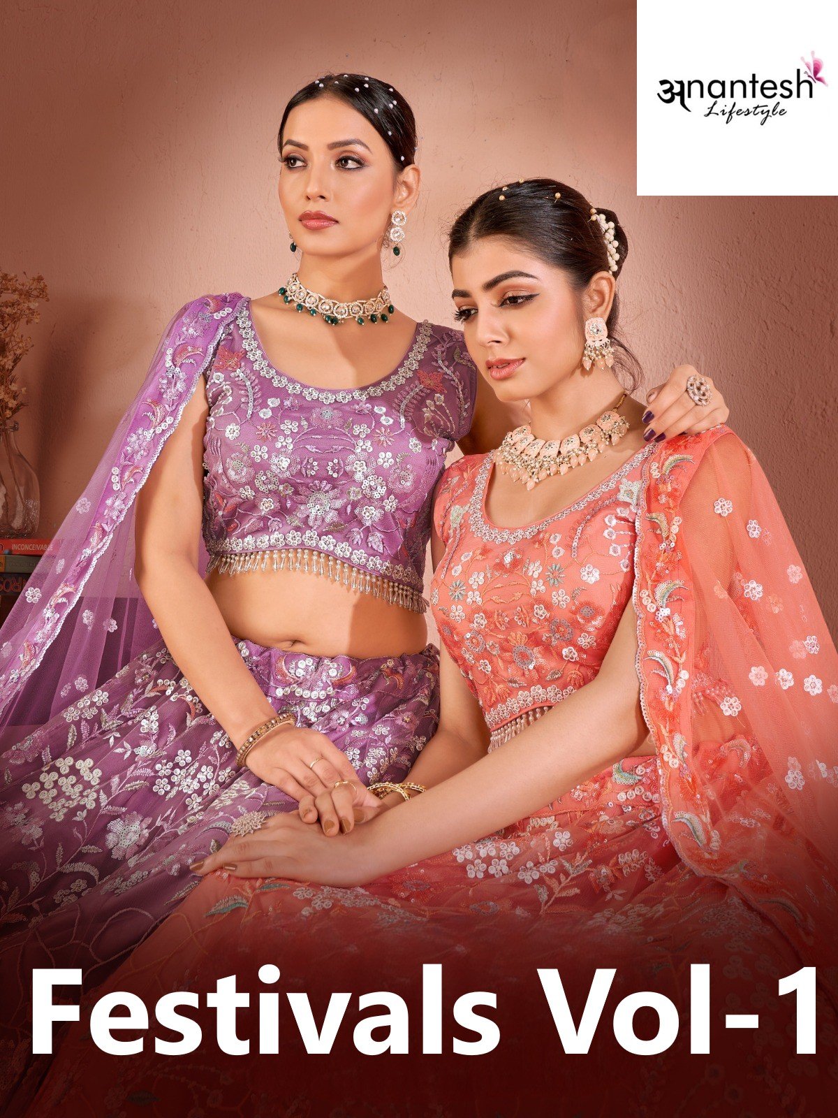FESTIVALS VOL-1 BY ANANTESH LIFESTYLE 7001 TO 7004 SERIES HEAVY LEHENGAS