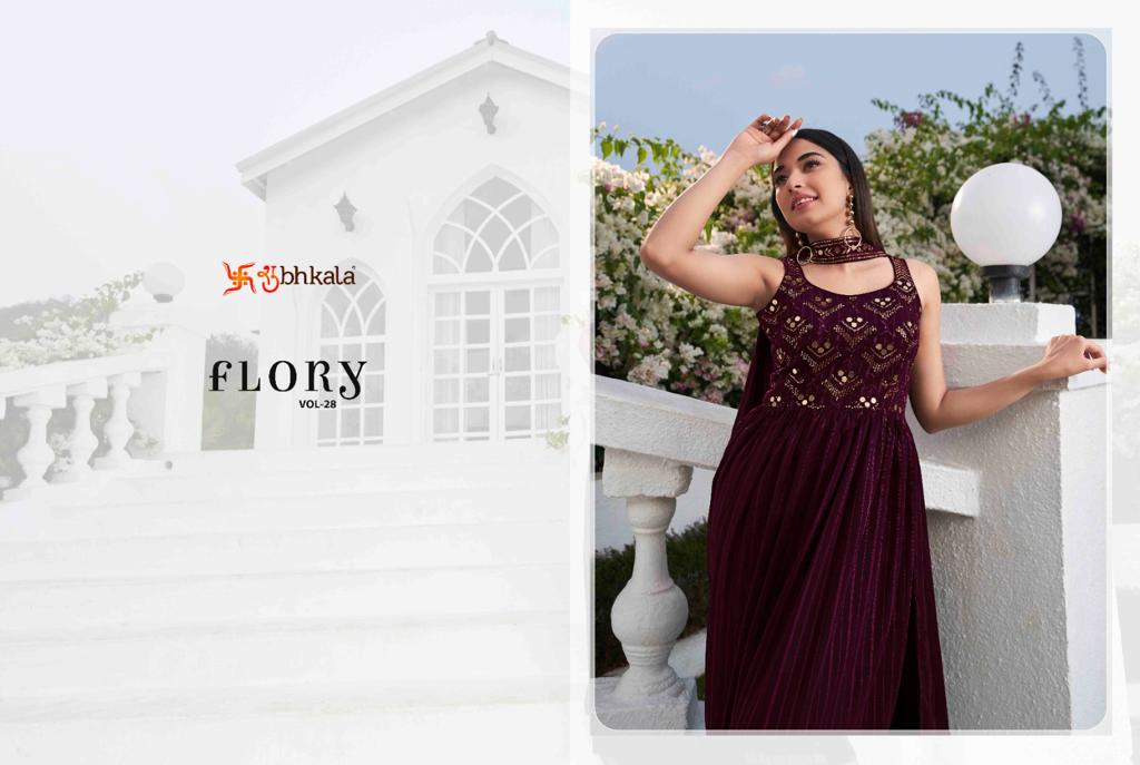 FLORY VOL-28 BY SHUBHKALA 4841 TO 4845 SERIES GEORGETTE DRESSES