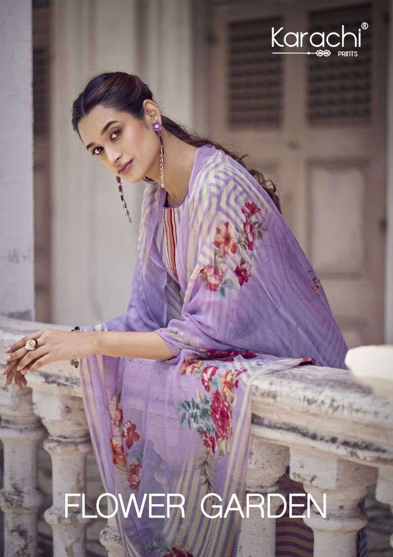 FLOWER GARDEN BY KARACHI PRINTS 38001 TO 38006 SERIES CAMBRIC DRESSES