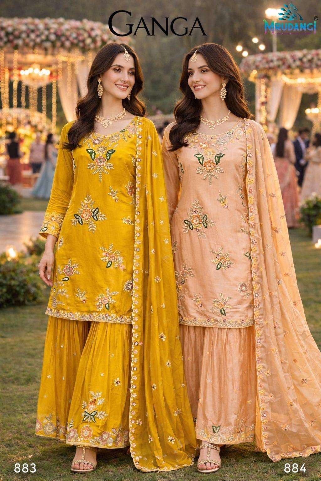 GANGA BY MRUDANGI 883 TO 884 SERIES VISCOSE CREPE STITCHED DRESSES