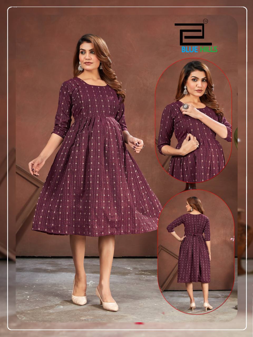GOOD NEWWZ VOL-2 BY BLUE HILLS FANCY COTTON PRINT MATERNITY KURTIS