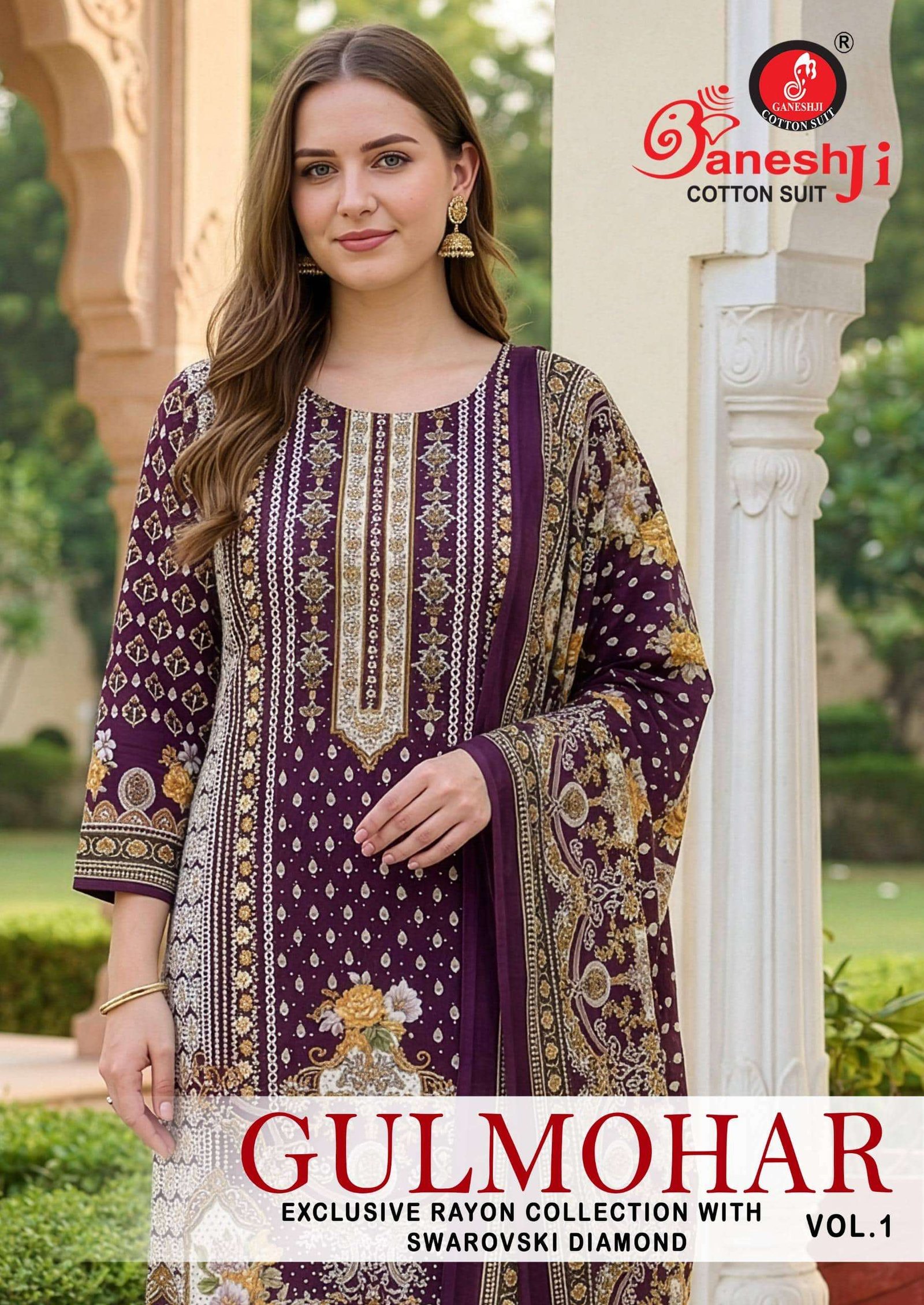 GULMOHAR VOL-1 BY GANESHJI 1001 TO 1010 SERIES RAYON PRINTED DRESSES