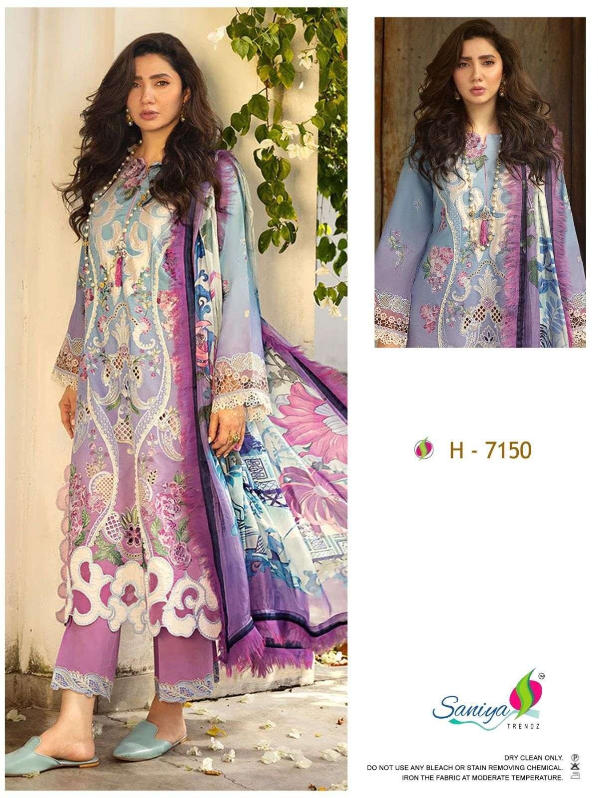 H-7150 HIT DESIGN BY SANIYA TRENDZ COTTON CHIKANKARI PAKISTANI DRESS